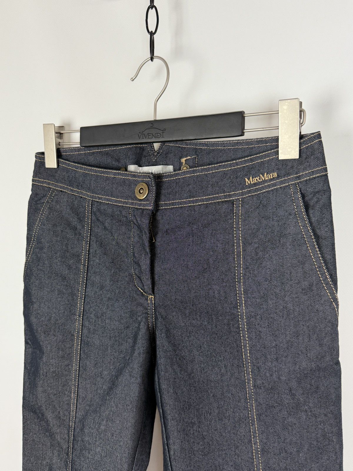 Max Mara Y2K Vintage Max Mara Fishtail Buckleback Denim Jeans Pants 8 Size 30" / US 8 / IT 44 - 2 Thumbnail