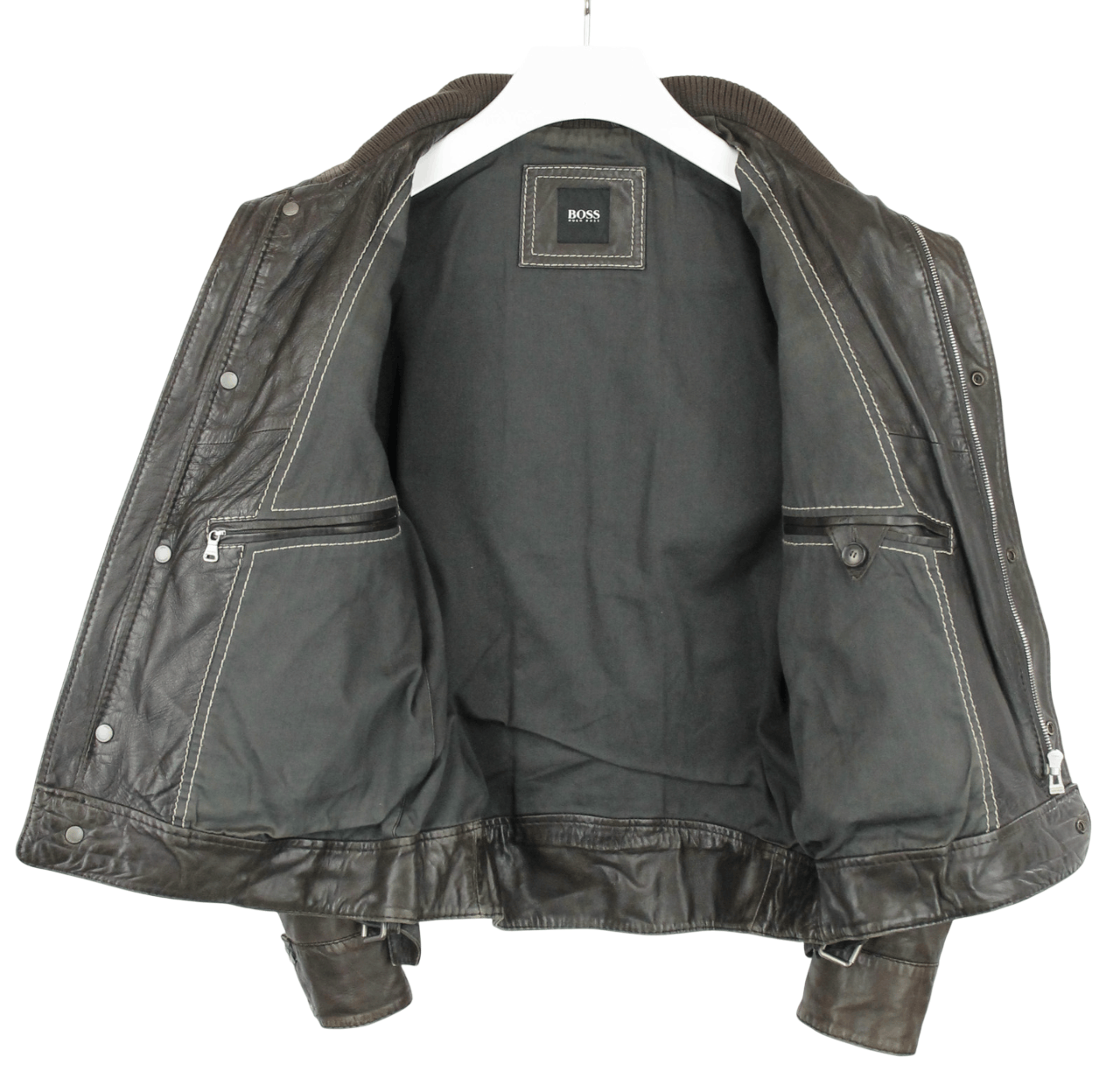 Hugo Boss HUGO BOSS Nortin Jacket Men's US 38 Biker Pure Lamb Leather Size US M / EU 48-50 / 2 - 2 Thumbnail