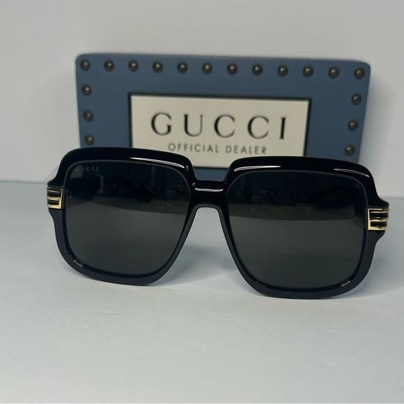 Gucci New - Authentic Gucci Sunglasses Men's GG0979S 001 Black/Gr Size ONE SIZE - 8 Thumbnail