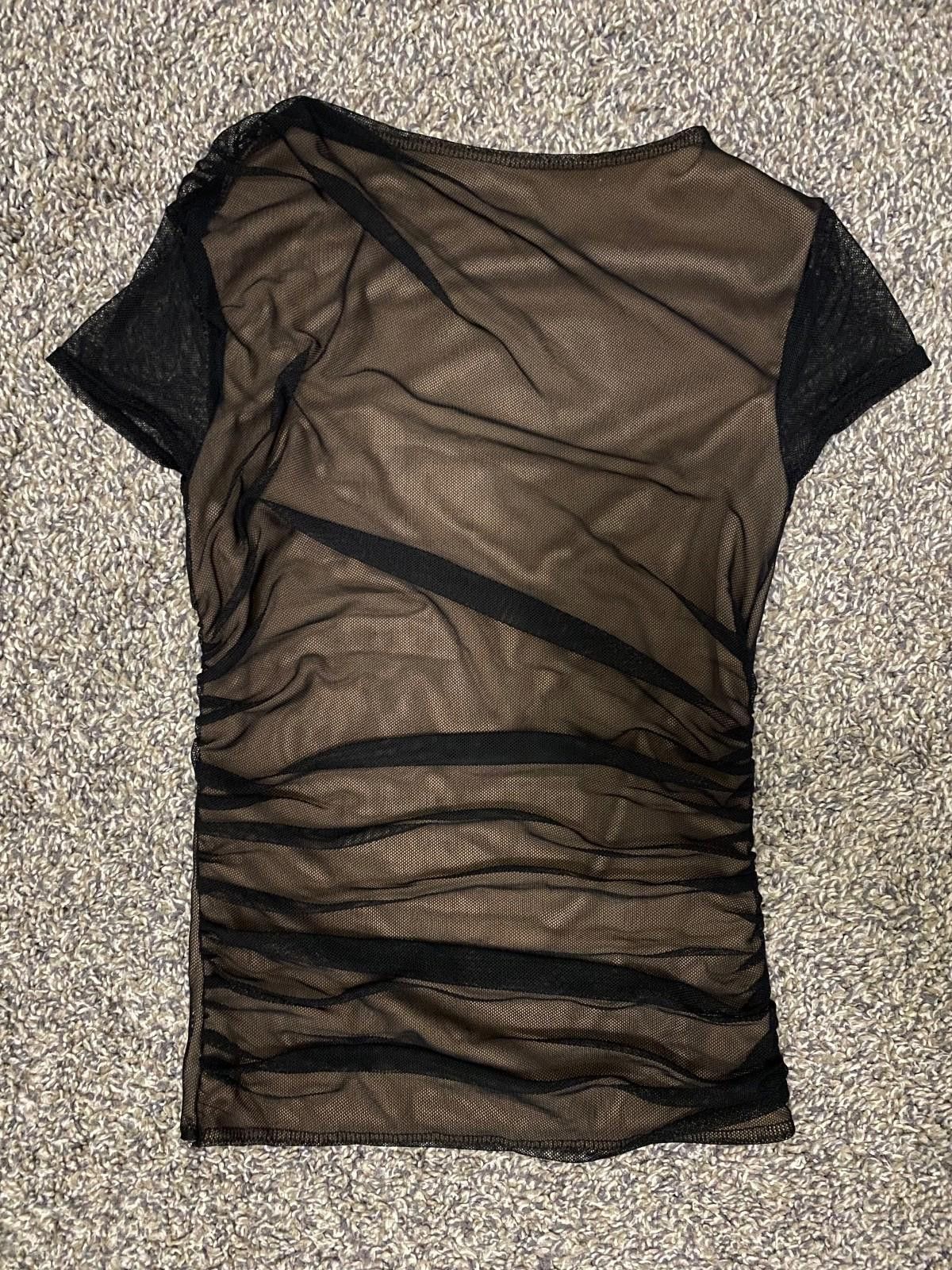 Asos ASOS DESIGN Mesh Drape Top with Cap Sleeve (X-SMALL) Size XS / US 0-2 / IT 36-38 - 5 Thumbnail