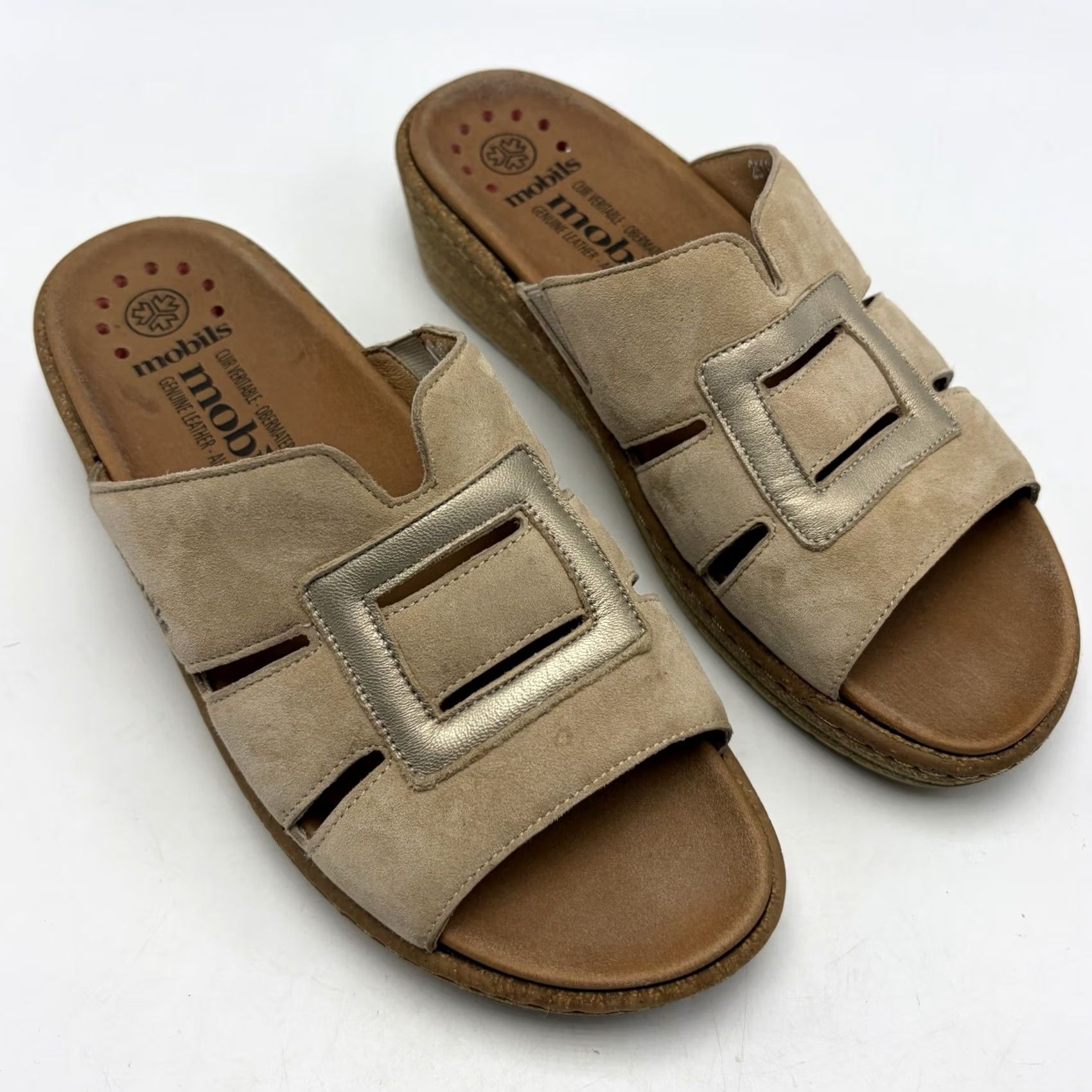 Mephisto Mephisto Helen Sandals Romee Slide Womens 8 Beige White Leather Slip On Comfort Casual Travel Size US 8 / IT 38 - 3 Thumbnail