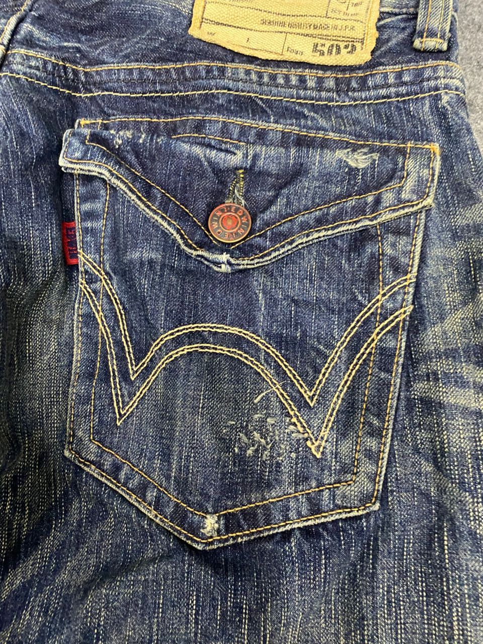 Edwin 💥Flare💥Vintage Edwin 503 Blue Trip Distressed denim Size US 35 - 12 Thumbnail
