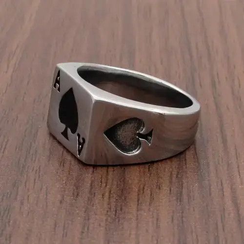Japanese Brand × Vintage Ace of spades steel ring (sizes 5-13) Size ONE SIZE - 1 Thumbnail
