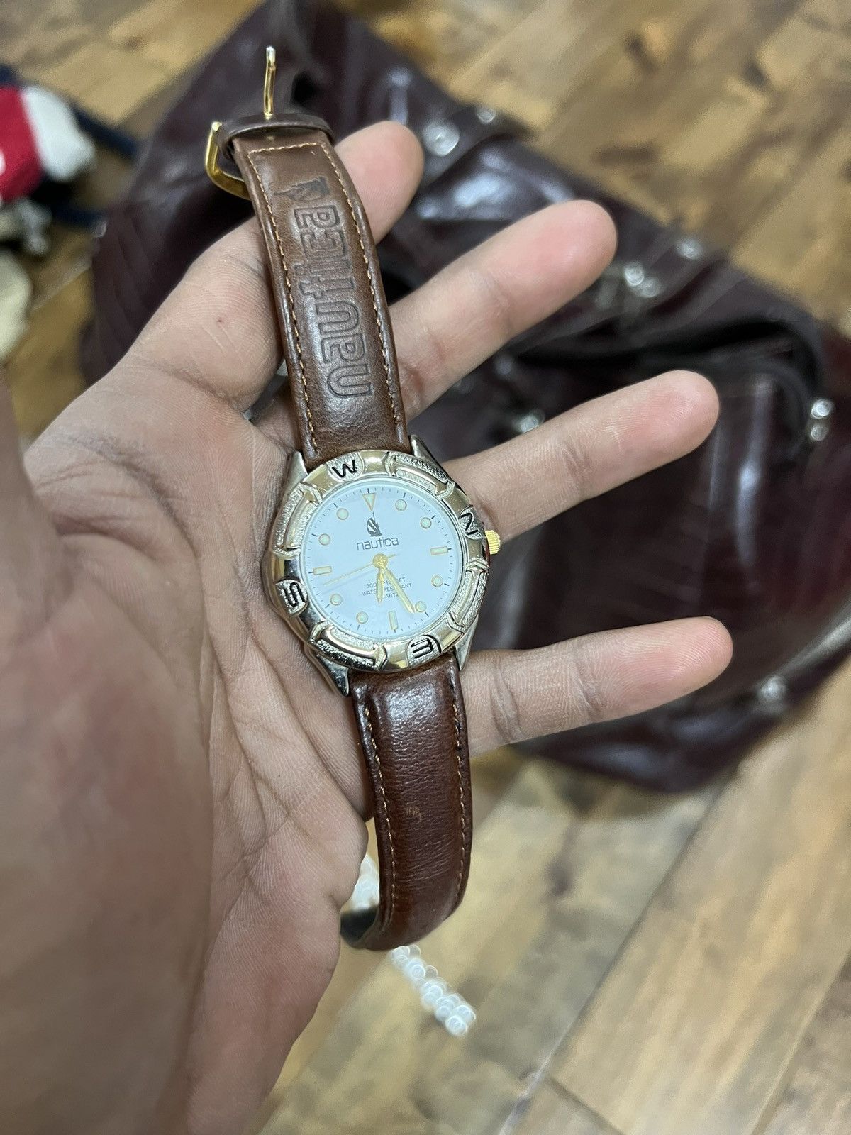 Nautica Nautica 383 WR1000FT Brown Leather Sport Mens watch Size ONE SIZE - 11 Thumbnail
