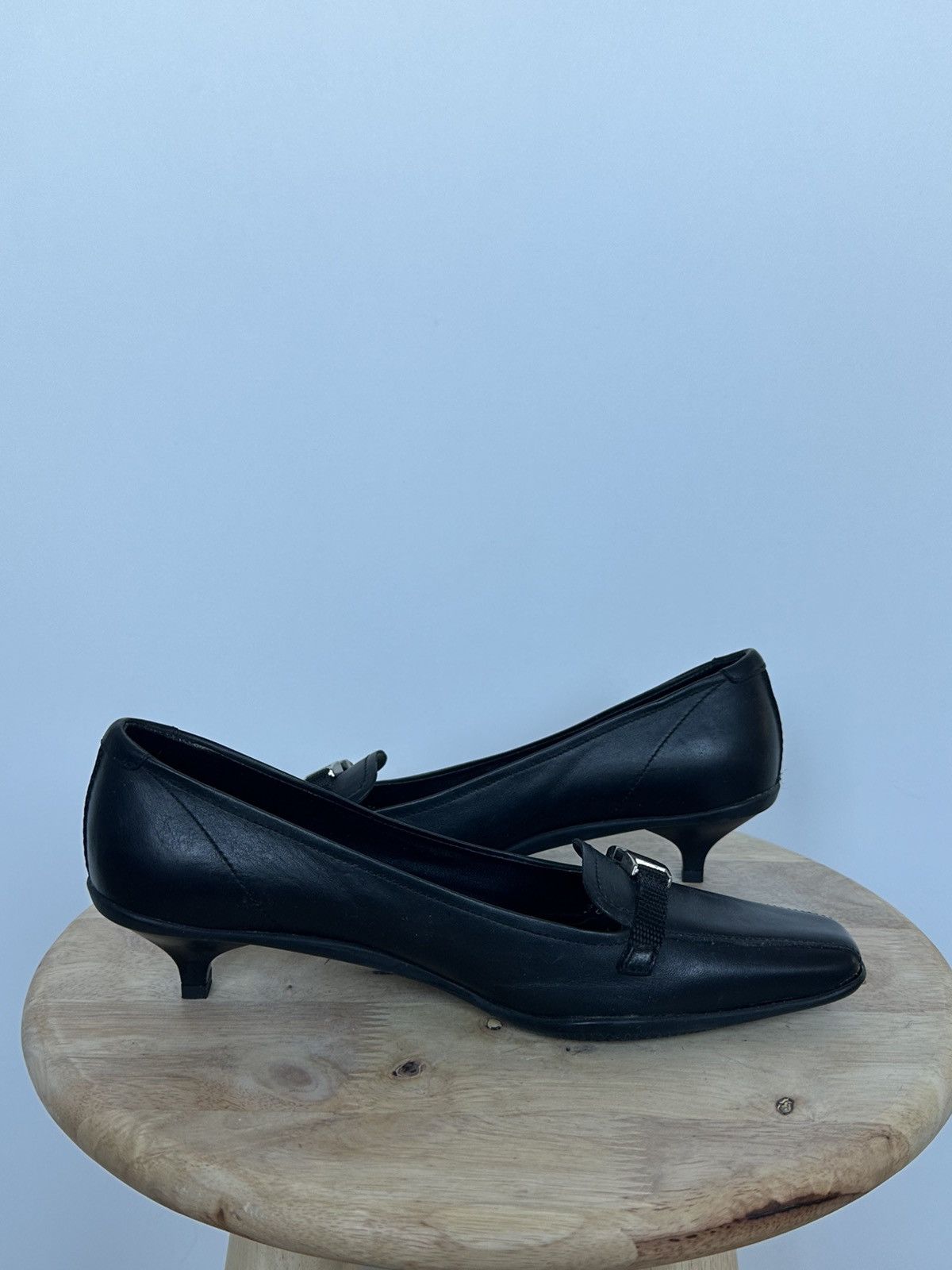 Prada Prada Black Leather Kitten Heel Pumps EU 36.5 Size US 5.5 / IT 35.5 - 7 Thumbnail
