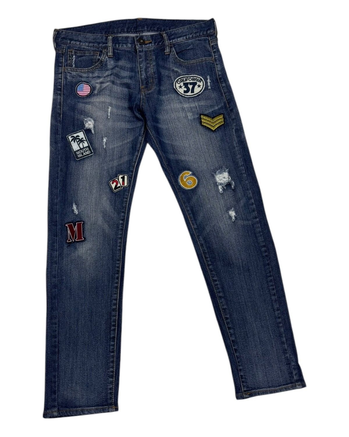 Hysteric Glamour Sorridere Japanese Brand Patchwork Sun Surf Blue Denim Jeans Size US 32 / EU 48 - 3 Thumbnail