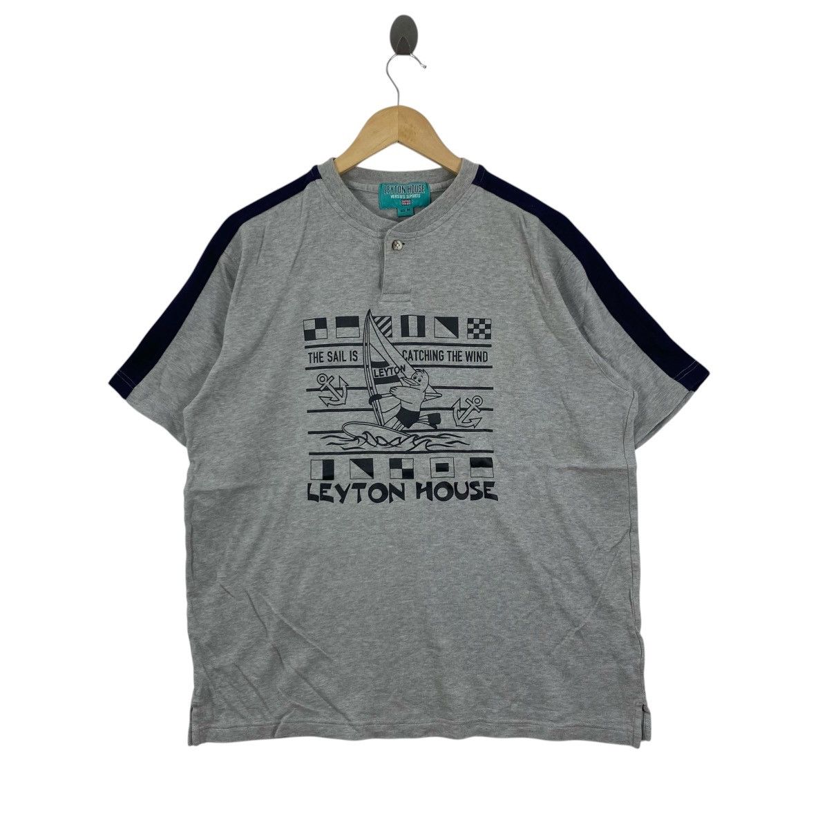 Vintage Vintage 90s Leyton House Sailing Henley Shirt Grey Size M Size US M / EU 48-50 / 2 - 1 Thumbnail