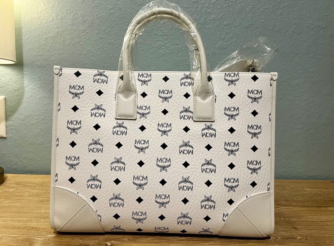 MCM MCM MÜNCHEN TOTE IN VISETOS WHITE Size ONE SIZE - 3 Thumbnail