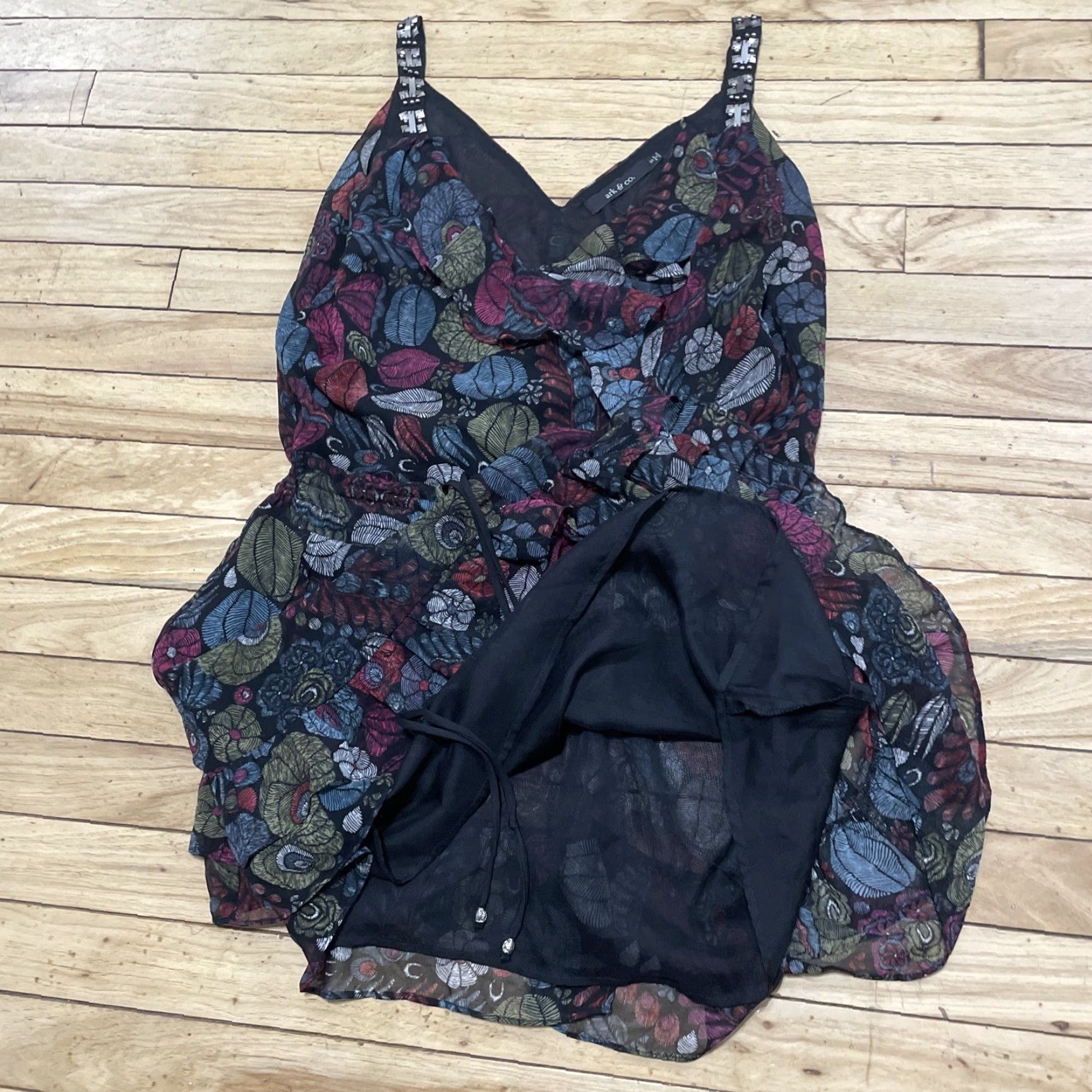 CO VINTAGE: No (skip) Ark & Co Mini Dress Women S y2k Cocktail Fairy Ruffle Floral Whimsy Size S / US 4 / IT 40 - 3 Thumbnail