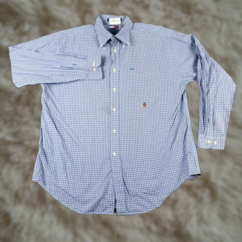 Tommy Hilfiger Tommy Hilfiger Shirt Mens Large Blue Plaid Casual Button Up Long Sleeve Size US L / EU 52-54 / 3 - 1 Thumbnail