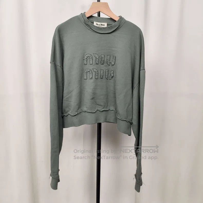 Miu Miu Miu Miu Size XS Pure cotton sweater XS gray Size XS / US 0-2 / IT 36-38 - 1 Thumbnail