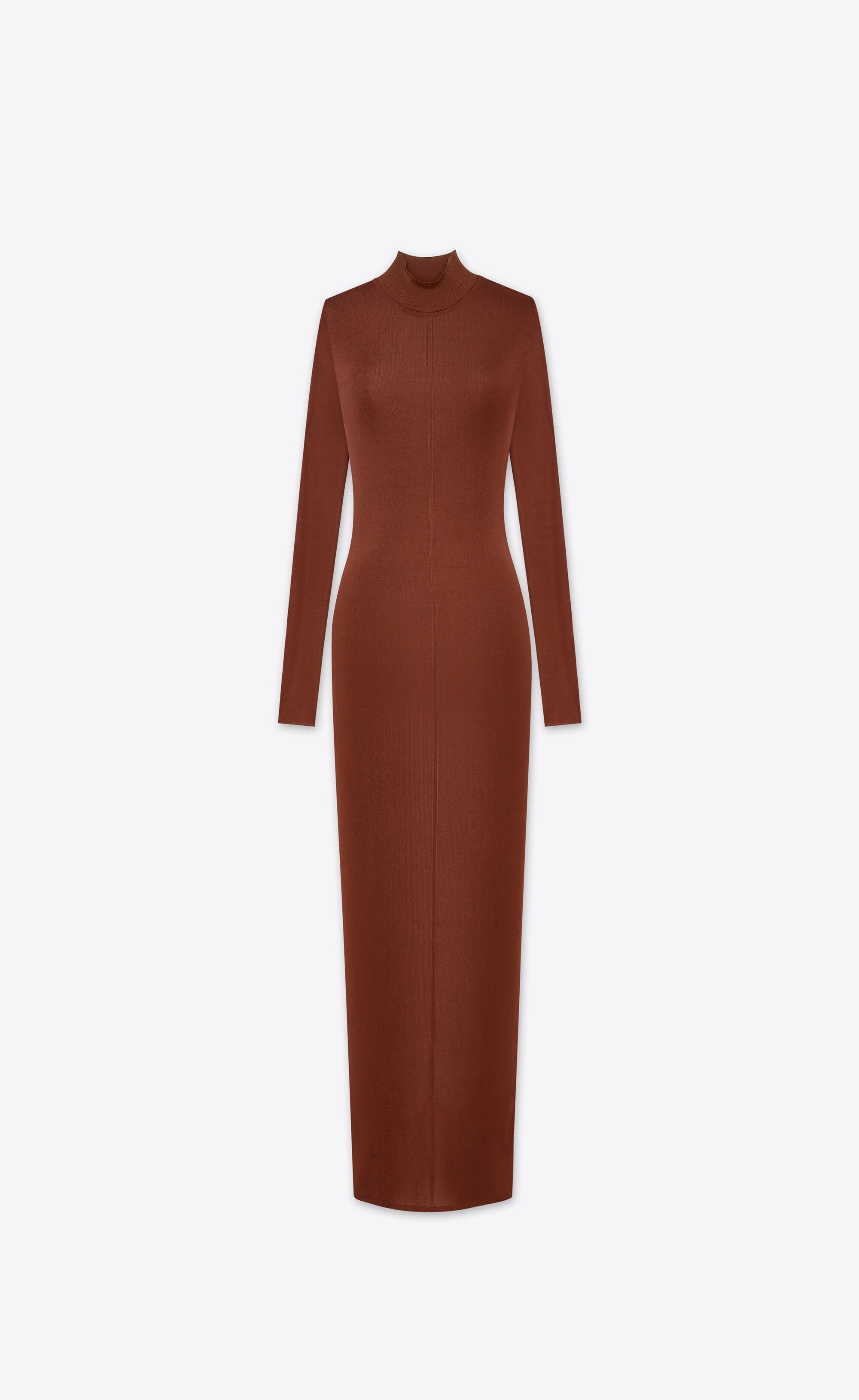 Saint Laurent Paris o1b1hav110525 741911 Long Dress in Knit in Brown Size L / US 10 / IT 46 - 1 Thumbnail