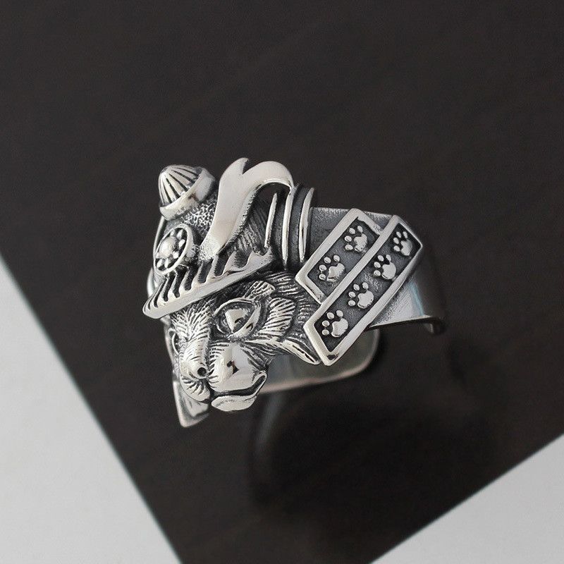 Vintage Resizable Retro Samurai Cat Ring Size ONE SIZE - 2 Thumbnail