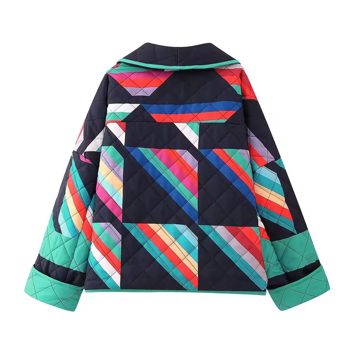 Japanese Brand Geometric Print Spliced Oversize Cardigan Jacket Size S / US 4 / IT 40 - 5 Thumbnail