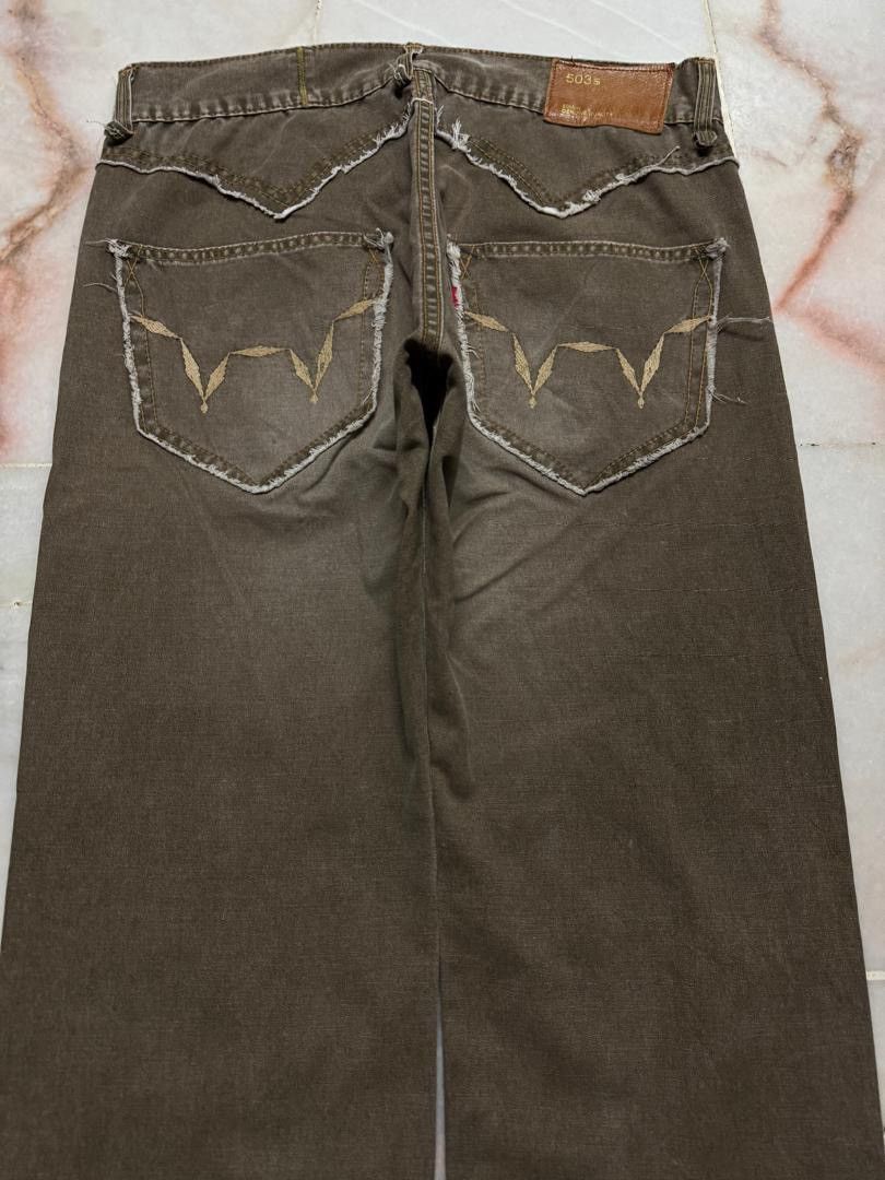 If Six Was Nine 💥Baggy💥Insane Edwin 503 Sand Washed Distressed Brown Jeans Size US 33 - 10 Thumbnail