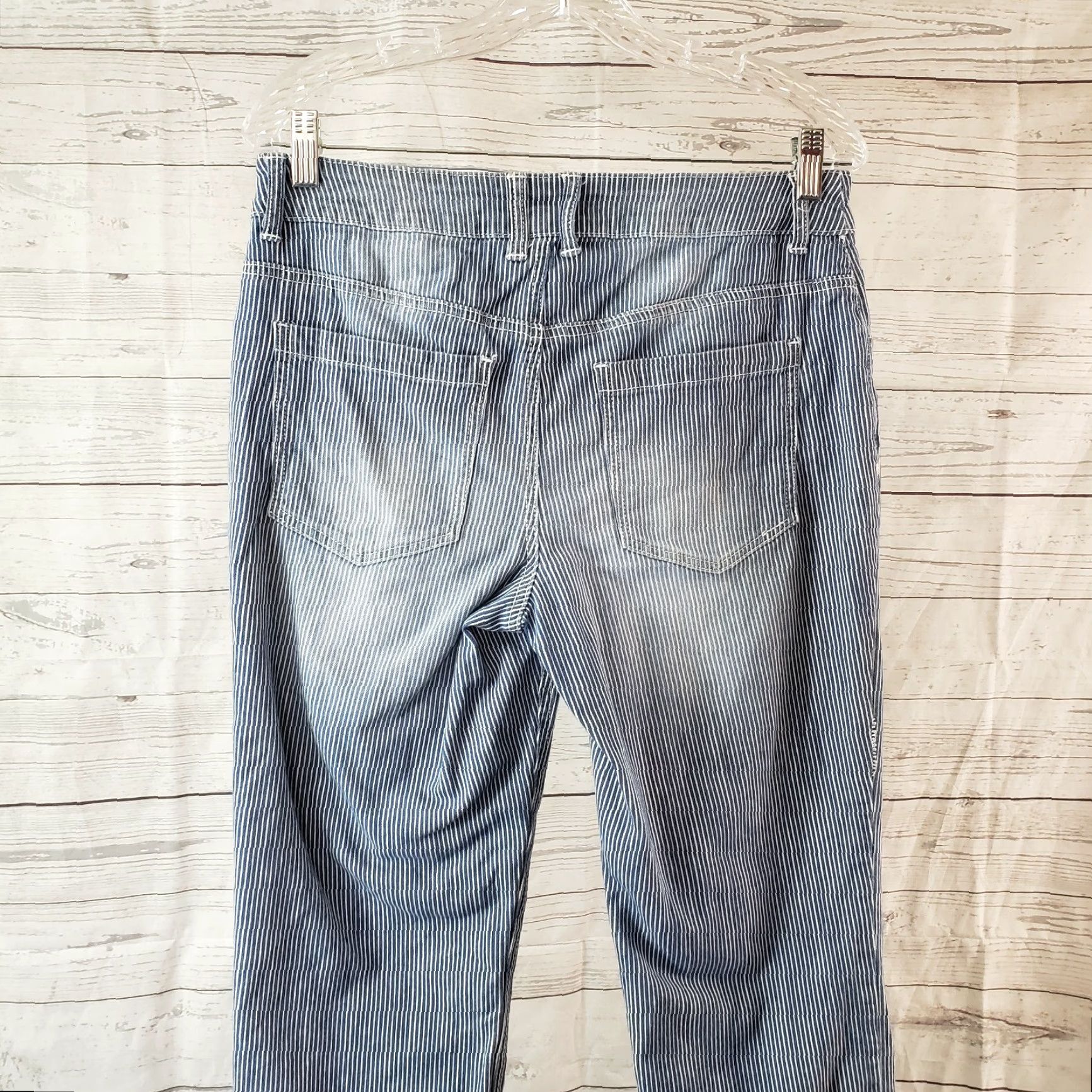 Vintage Chicos Platinum Womens Jeans Ankle 6 Blue White Striped Mid Rise Cotton Blend Size 28" / US 6 / IT 42 - 5 Thumbnail