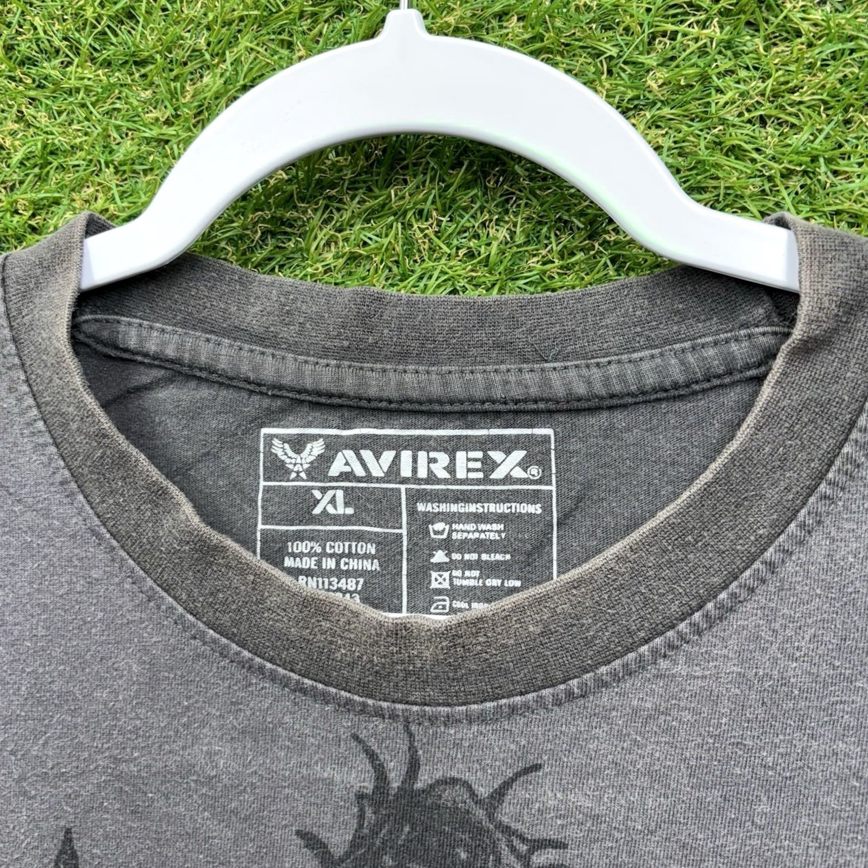 Avirex Avirex Shirt Mens XL Graphic Print Biker Eagle Grunge Wings Dragon Style T-Shirt Gray 2000s Vintage Size US XL / EU 56 / 4 - 3 Thumbnail