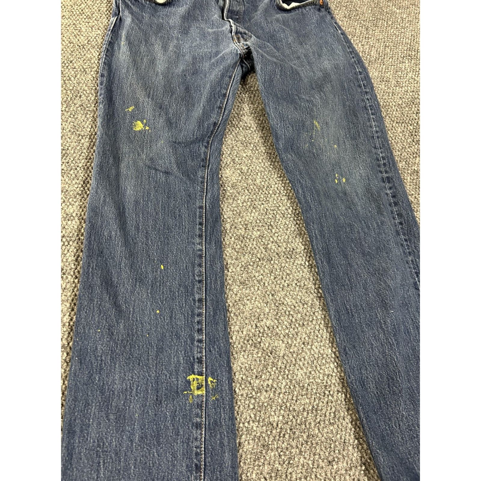Levi's VINTAGE Levis 501 Jeans Mens 36x34 Blue Straight Leg Button Fly Denim Paint Splatter Size US 36 / EU 52 - 3 Thumbnail