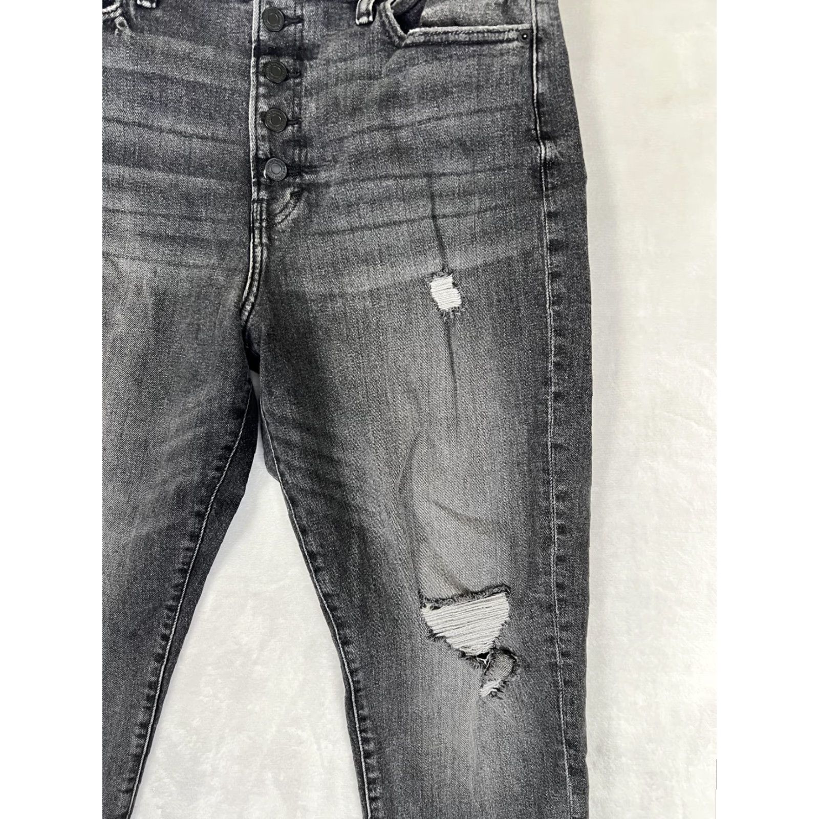 Lucky Brand Lucky Brand High Rise Mom Drew Jeans Womens 12 Gray Charcoal Distressed Denim Size 34" / US 12 / IT 48 - 2 Thumbnail