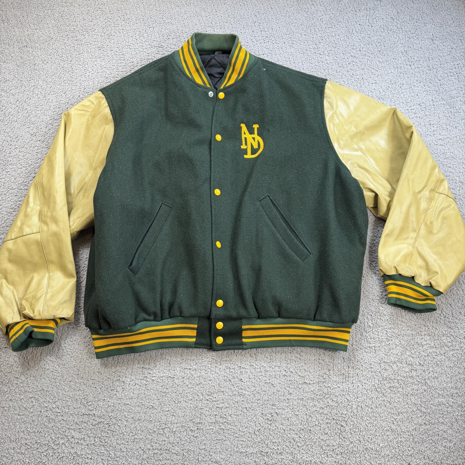 Other Vintage Notre Dame Varsity Jacket Green Wool Leather XXL Size US XXL / EU 58 / 5 - 2 Thumbnail