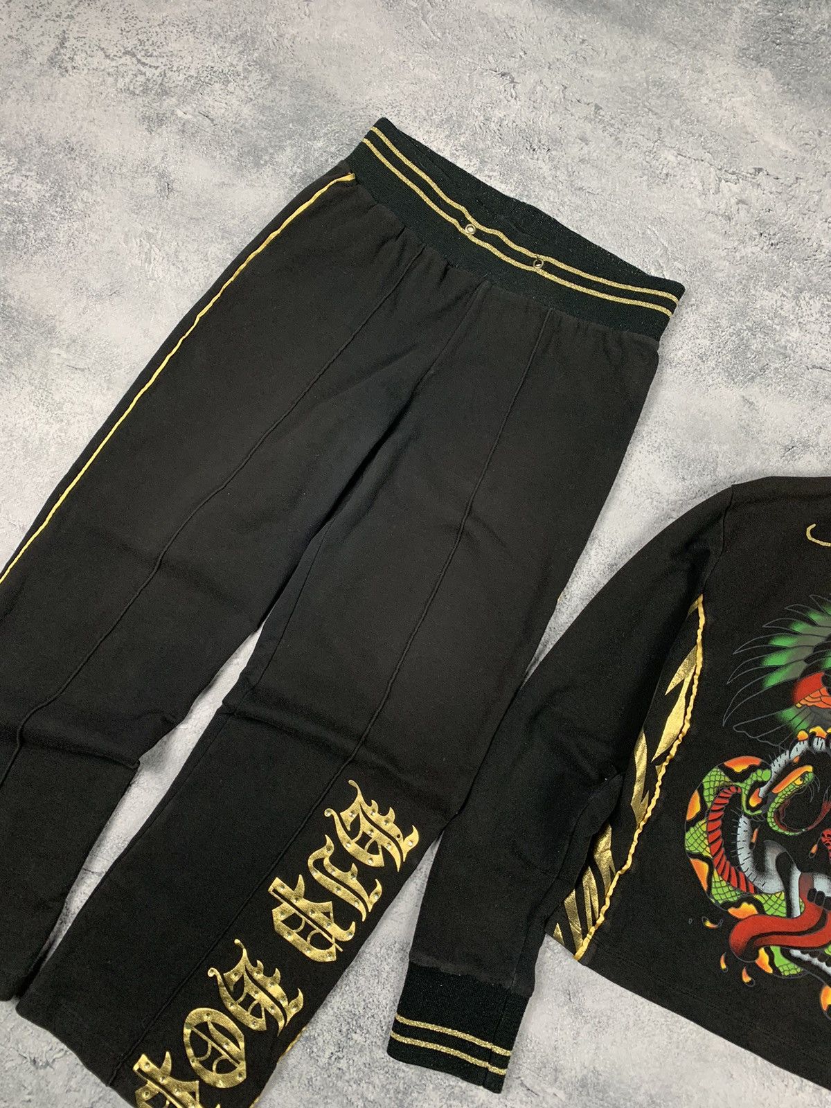 Ed Hardy Vintage Y2K Ed Hardy USA Zip Up Hoodie + Pants 90s Ladies Size XL / US 12-14 / IT 48-50 - 2 Thumbnail