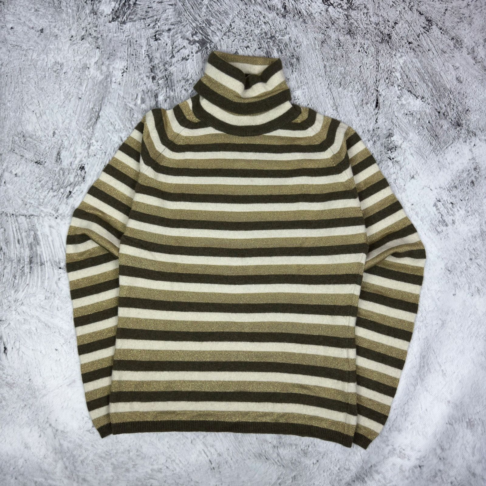 Dolce & Gabbana Dolce & Gabbana Womens Wool Striped Knit Turtle Neck Sweater Size L / US 10 / IT 46 - 2 Thumbnail