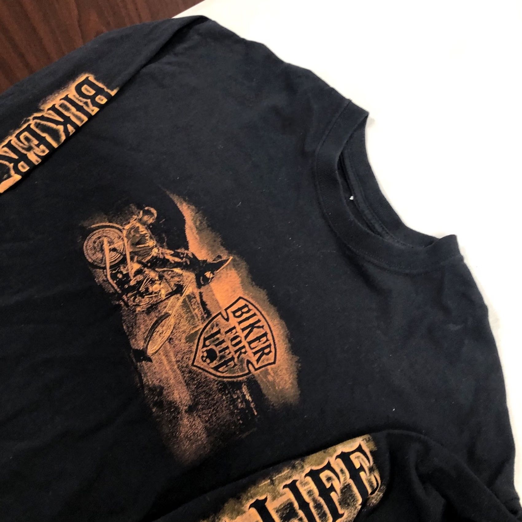 Vintage Hot Leathers Shirt Biker For Life Black Long Sleeve Crew Neck XL Men T-Shirt Leather Graphic Print - Mens Size US XL / EU 56 / 4 - 5 Thumbnail