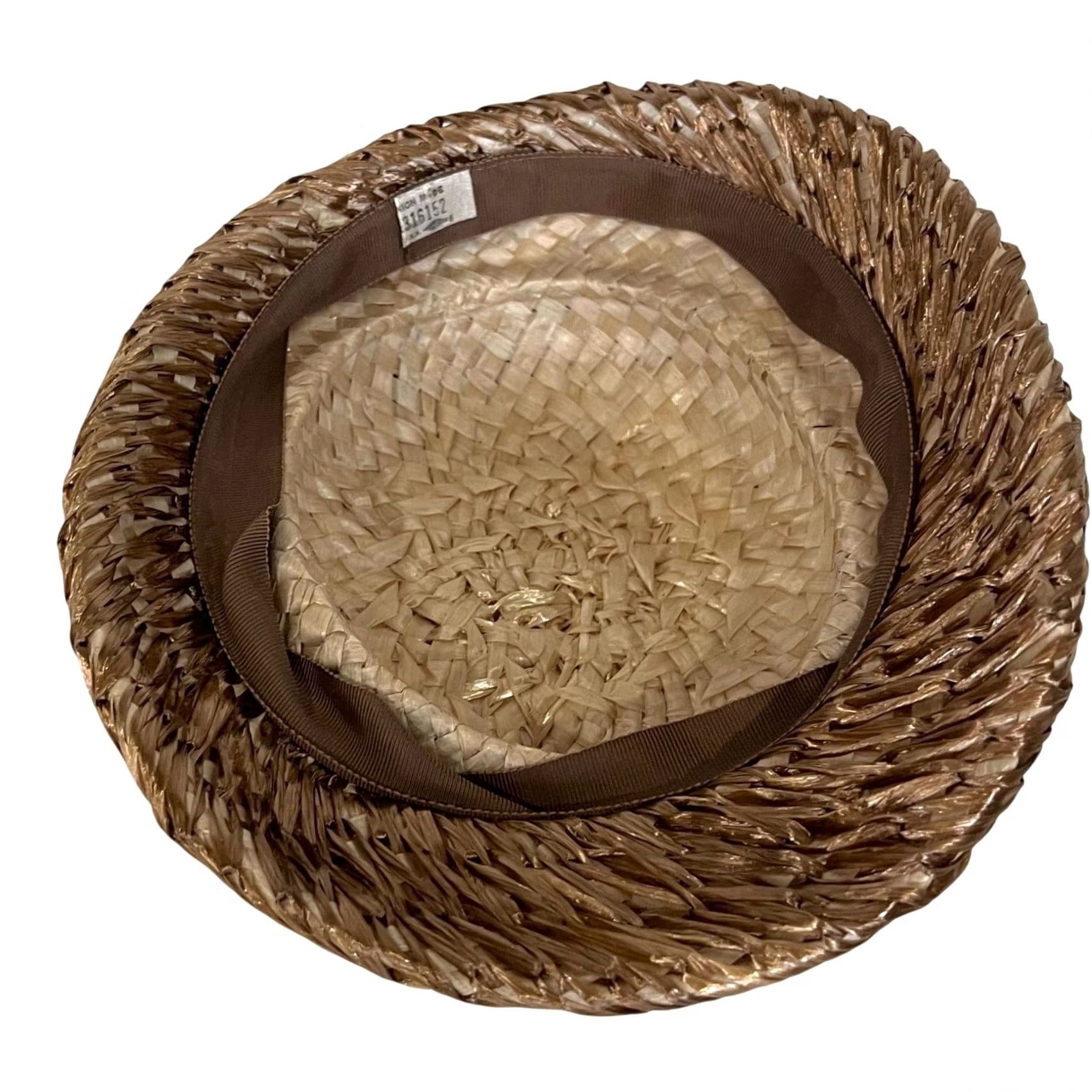 Vintage VINTAGE 50s Women’s Straw Pillbox Hat Fascinator Tan Satin Ribbon Hat One Size Women Size ONE SIZE - 7 Thumbnail