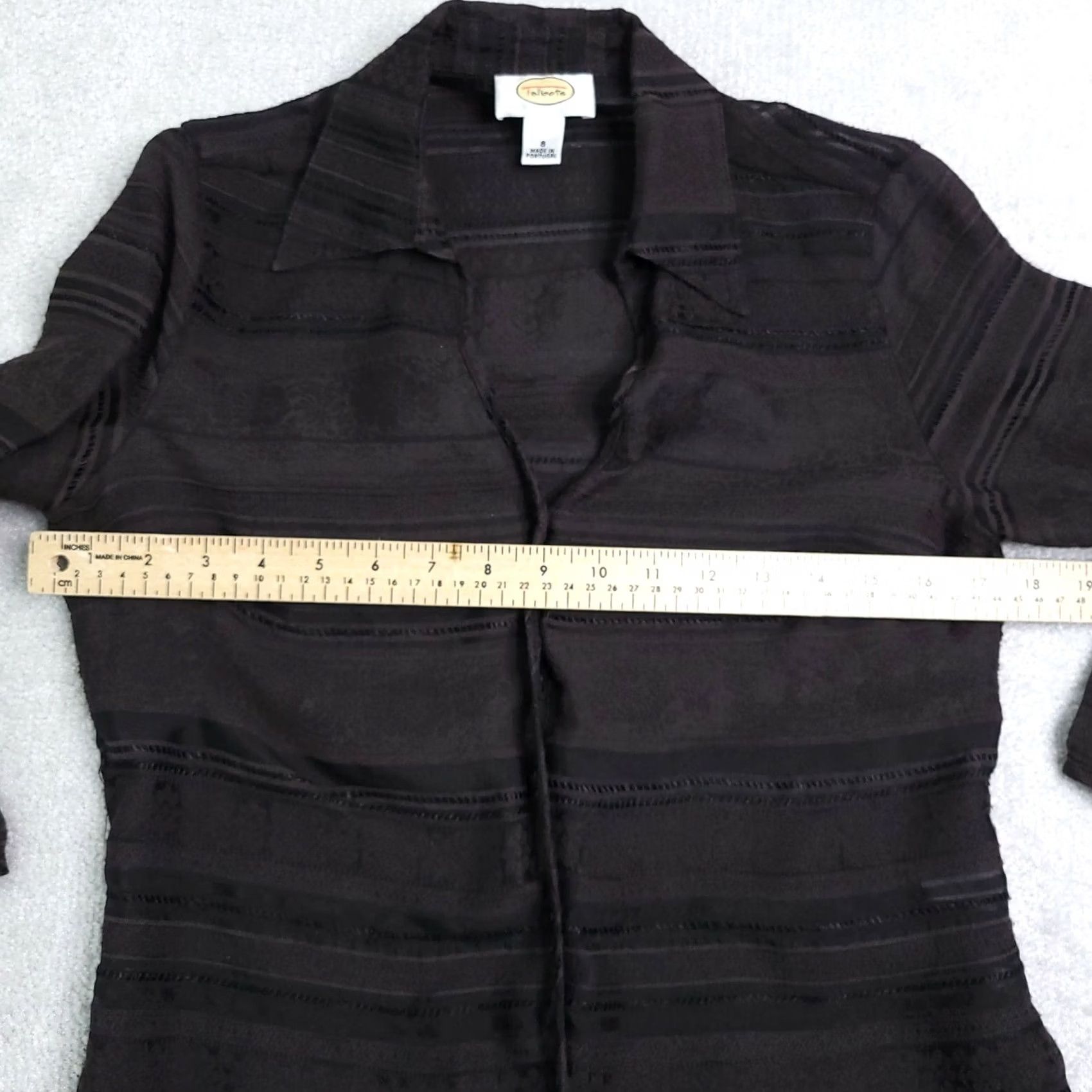 Talbots VINTAGE Talbots Blouse Shirt Women's 8 Button Balloon Sleeve V Neck Collared Brown 90s Size M / US 6-8 / IT 42-44 - 4 Thumbnail