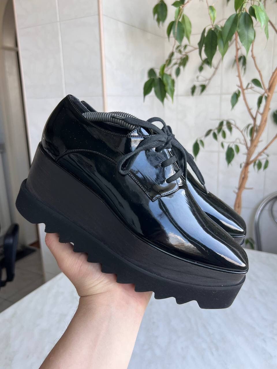 Stella McCartney Stella McCartney Elyse High Platform Leather Shoes Black Size US 8 / IT 38 - 13 Thumbnail