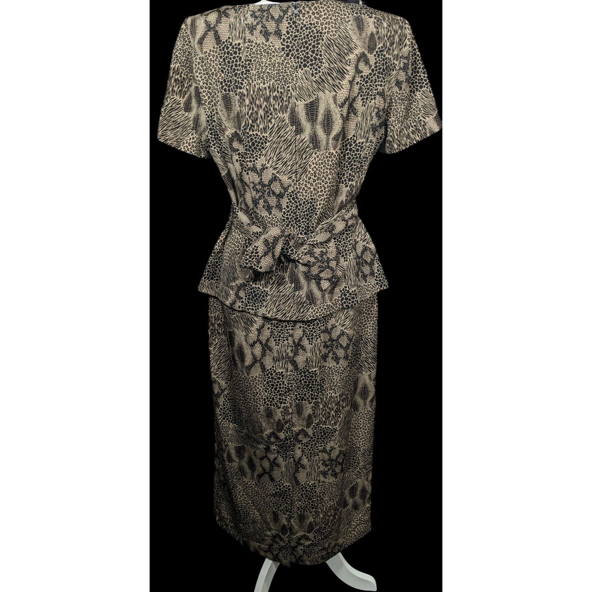 Other Vintage 90s Mixed Animal Print Peplum Sag Harbor Dress Size XL / US 12-14 / IT 48-50 - 2 Thumbnail