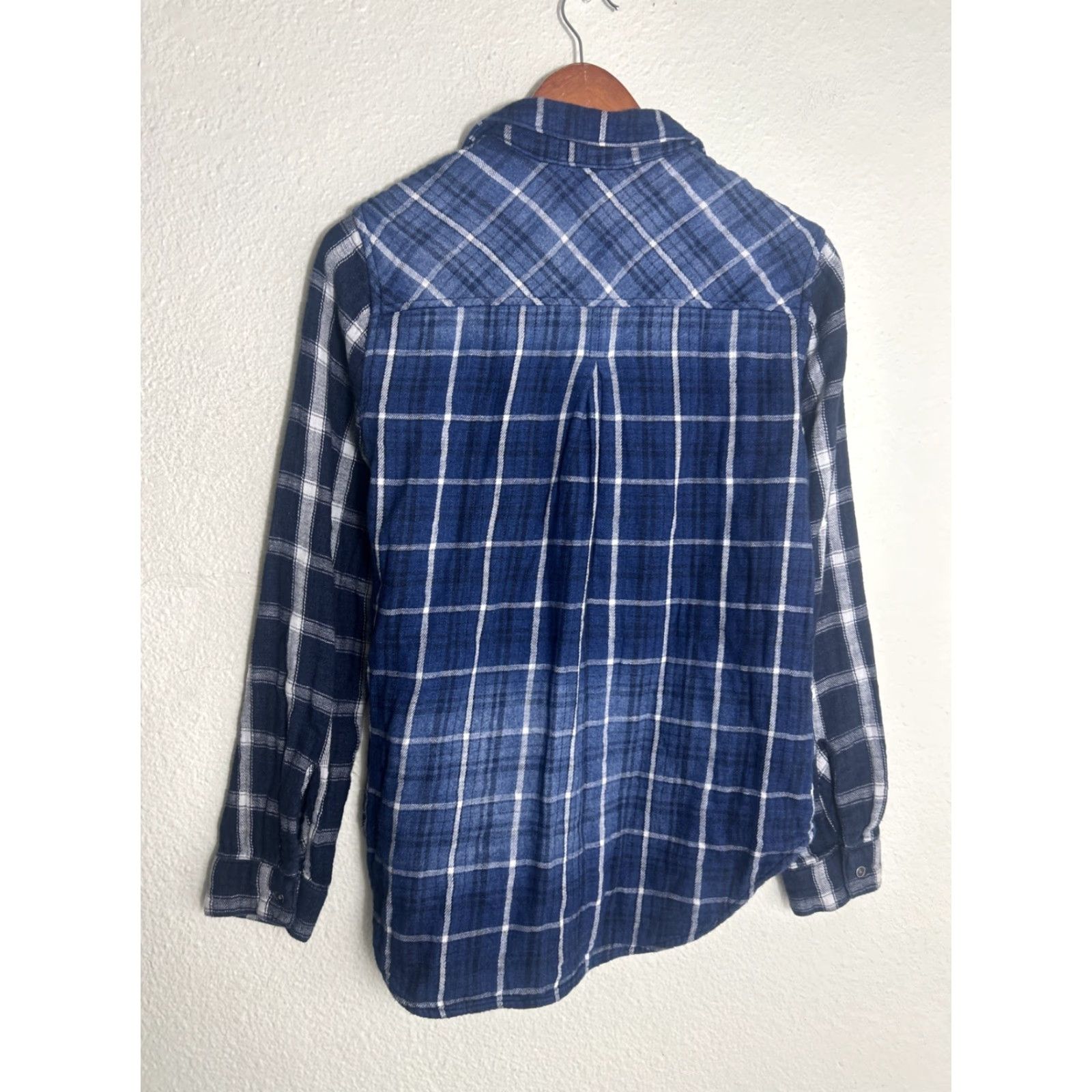 CLOT Cloth & Stone Womens Small Button-Up Long Sleeve Flannel Shirt Blue White Play Size S / US 4 / IT 40 - 7 Thumbnail