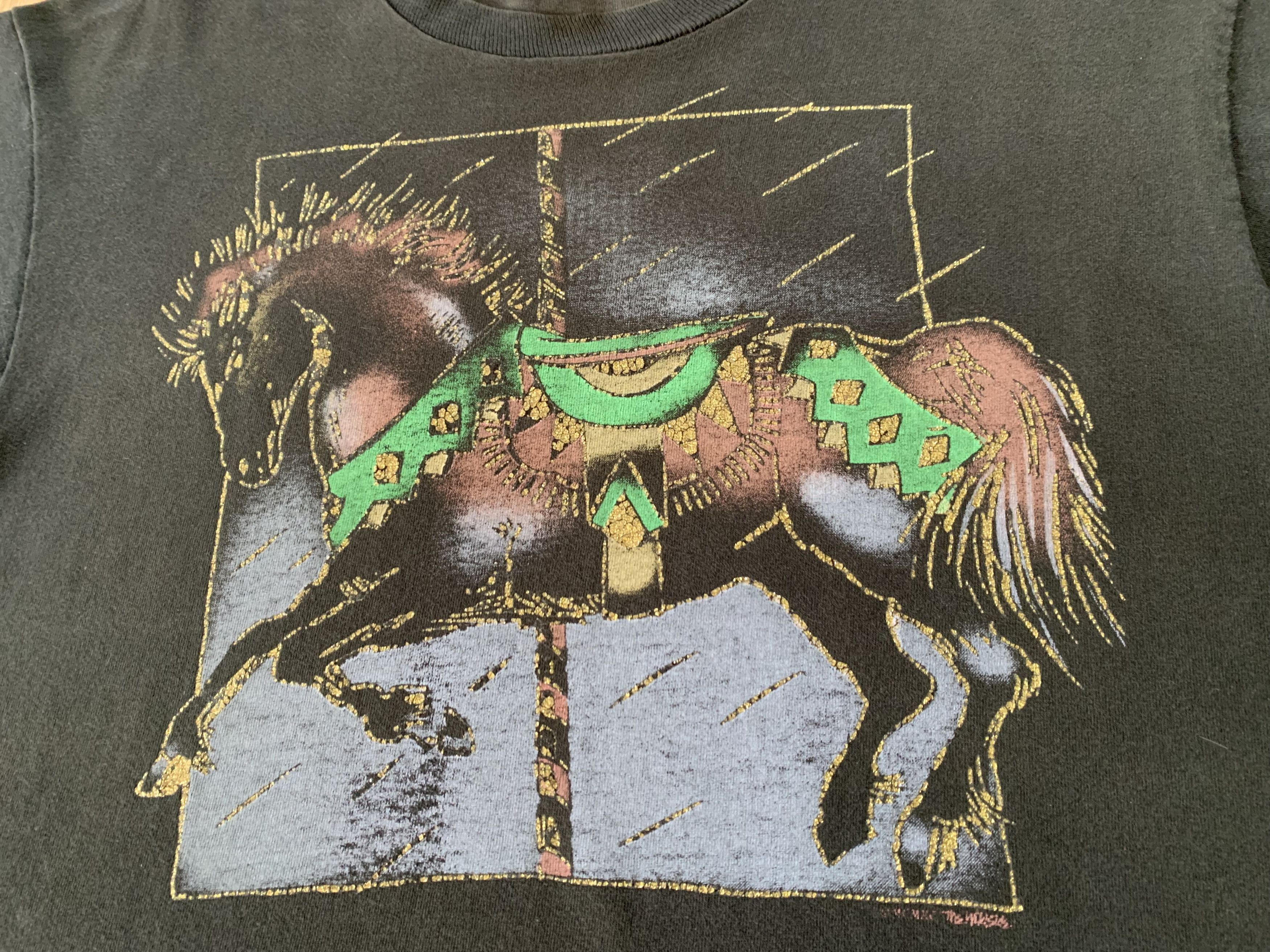 Fruit Of The Loom × Vintage Vintage Fruit Of The Loom Carousel Horse Printed T Shirt Size US XL / EU 56 / 4 - 5 Thumbnail
