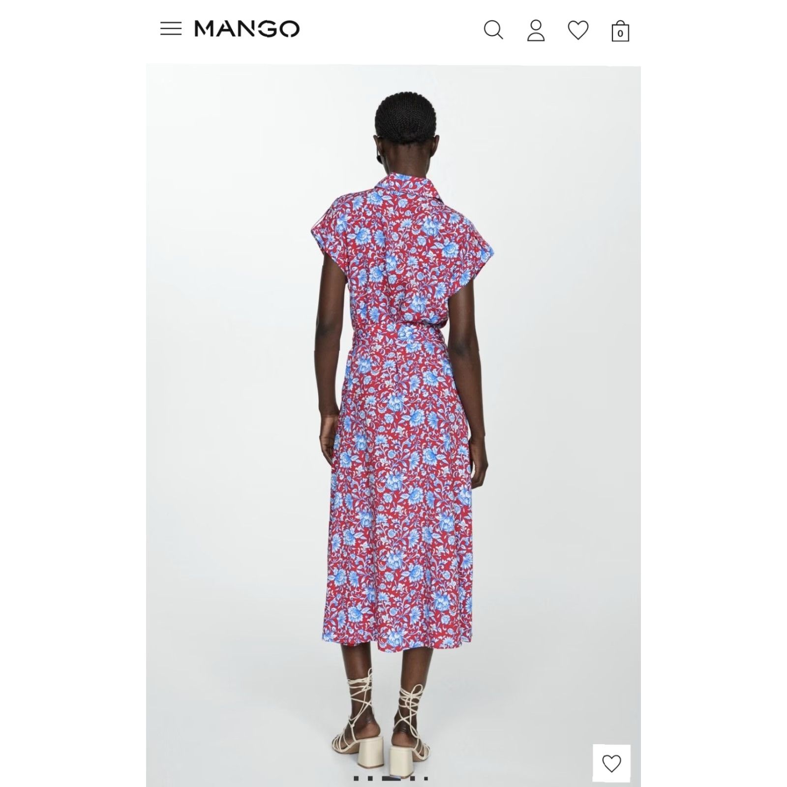 Mango Mango Shirt Dress Womens Medium Red Floral Collared Belted Fit & Flare Midi Shirt Dress Size M / US 6-8 / IT 42-44 - 3 Thumbnail