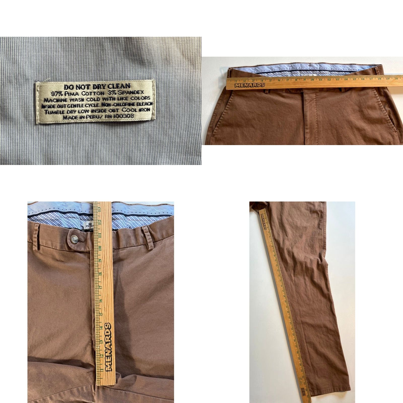 Peter Millar Peter Millar Men's Flat Front Pants Sz 38x35 Twill Chino Brown Cotton Blend Regular Inseam 35in 97% Pima Cotton 3% Spandex Shorts? Size US 38 / EU 54 - 8 Thumbnail