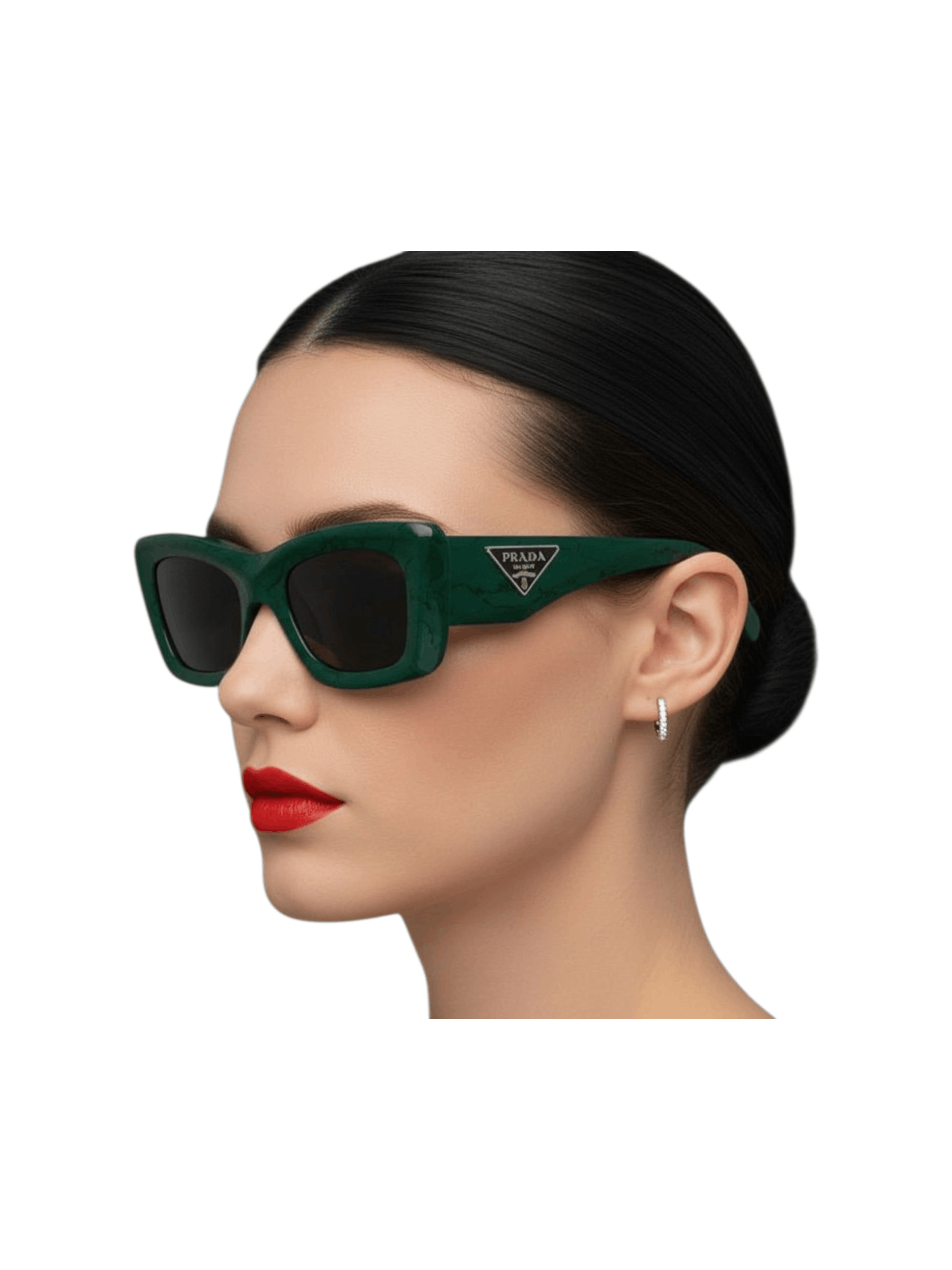 Prada Prada Triangle Logo Oversized Retro Symbol Green Sunglasses Size ONE SIZE - 9 Thumbnail