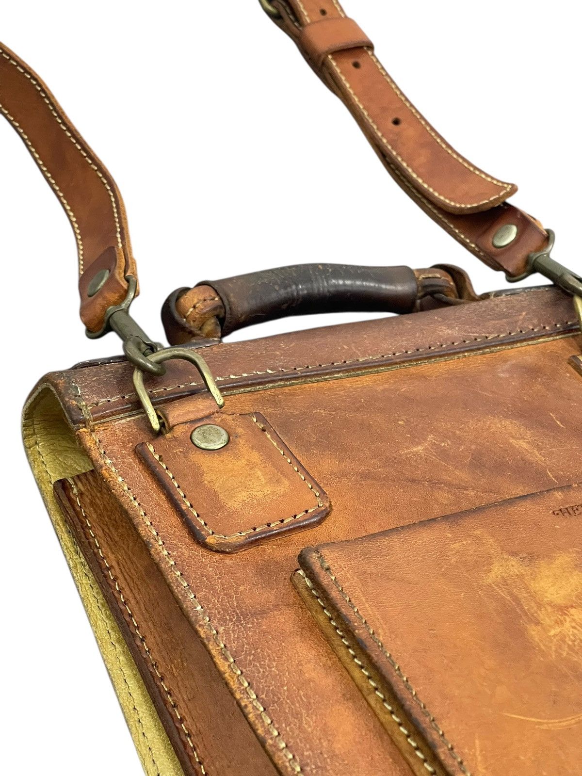 Genuine Leather Full Leather Beauty Patina Vtg Herz Japan Satchel Bag 5🟩 Size ONE SIZE - 17 Thumbnail