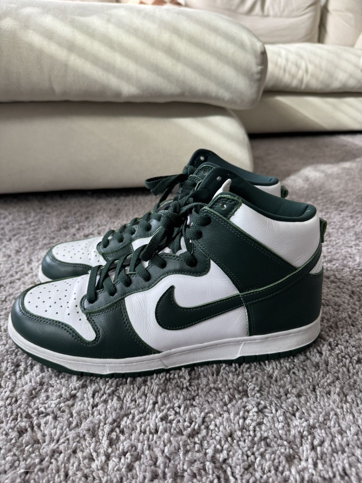 image of Nike Dunk High Spartan Green Shoes, Men's (Size 12)