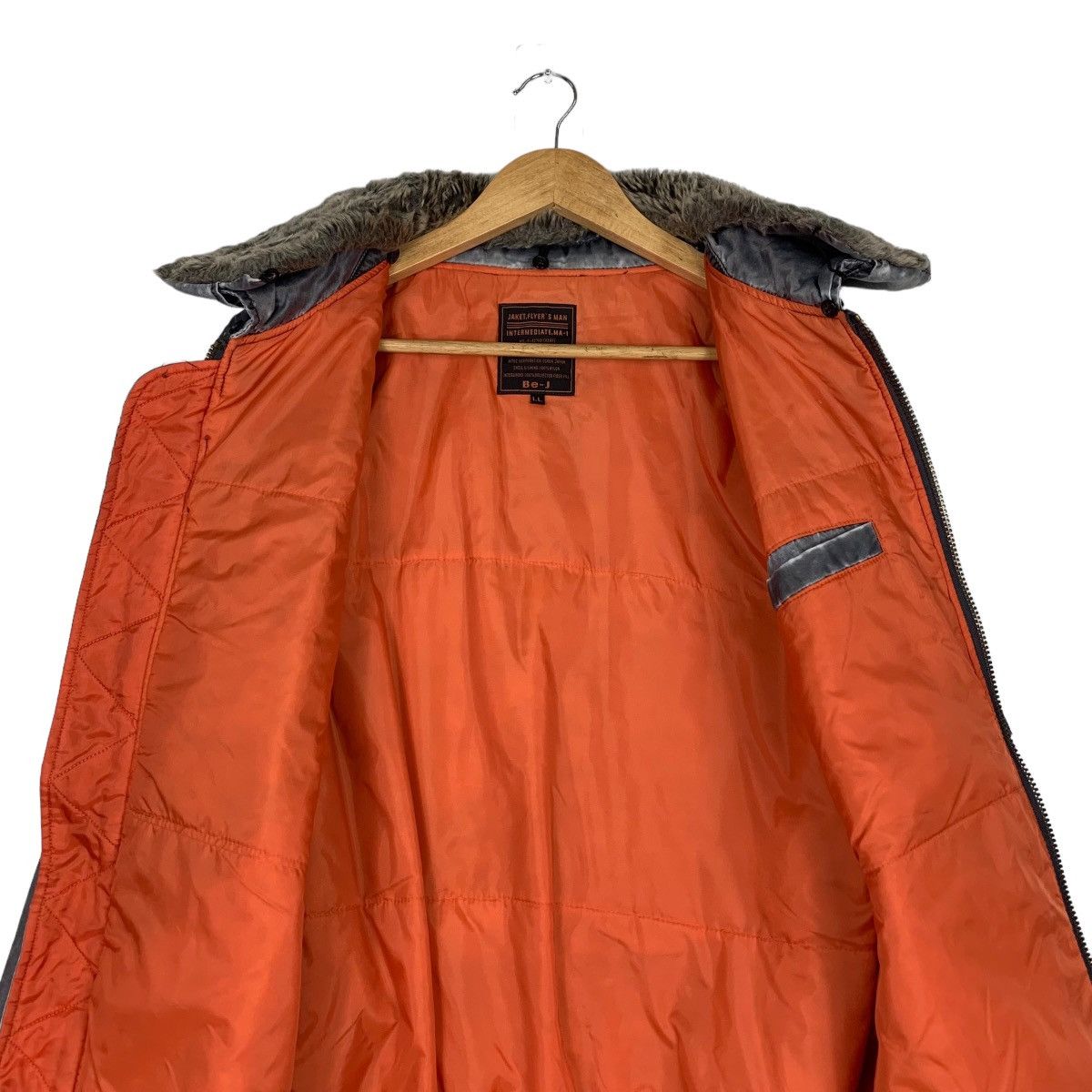 Vintage Be-J Snow Washed Fur Neck MA1 Flight Jacket #1057-C48 Size US L / EU 52-54 / 3 - 12 Thumbnail