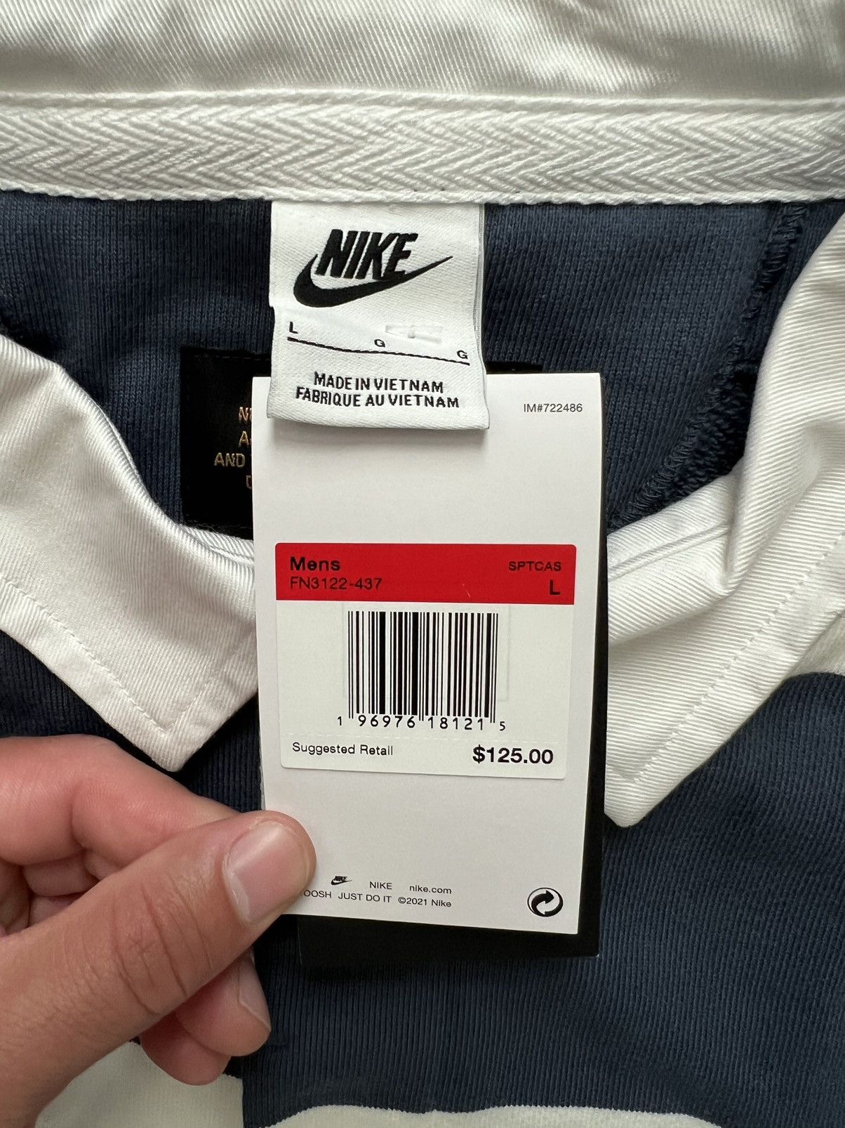 Nike Nike Life Striped Heavyweight Blue White Rugby Shirt Size US L / EU 52-54 / 3 - 10 Thumbnail