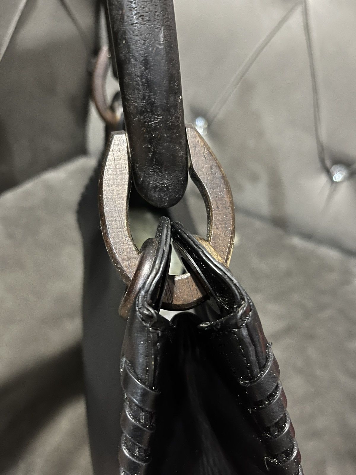 Gucci Authentic Gucci Black Leather Whipstitch Hobo Bag Size ONE SIZE - 11 Thumbnail