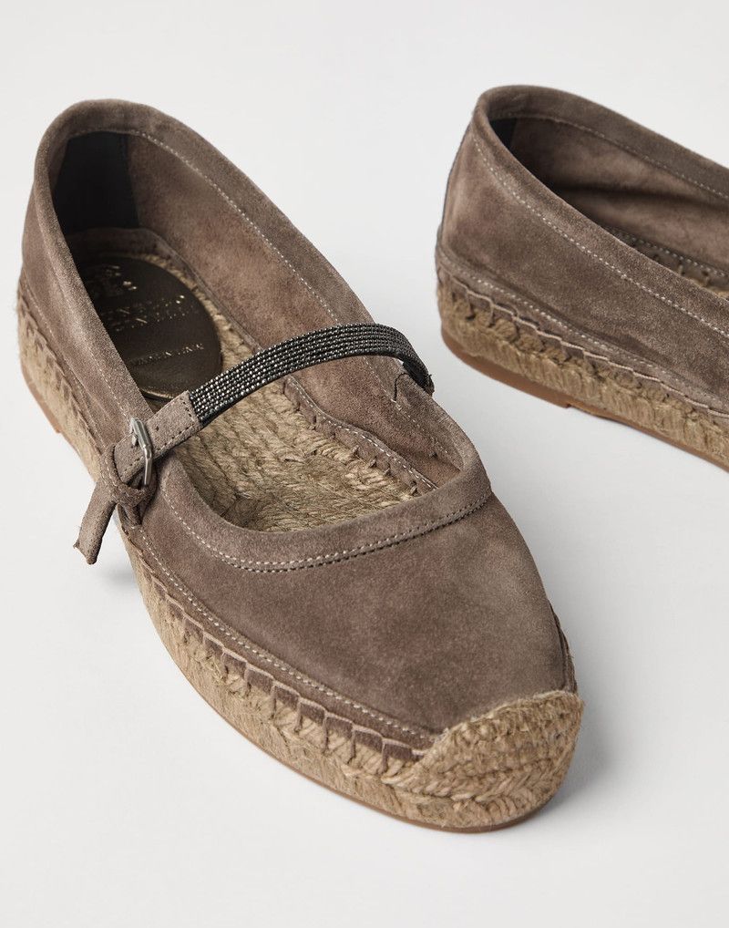 Brunello Cucinelli o1la1rc1a0326 Suede Espadrilles Flats in Brown Size US 11 / IT 41 - 3 Thumbnail