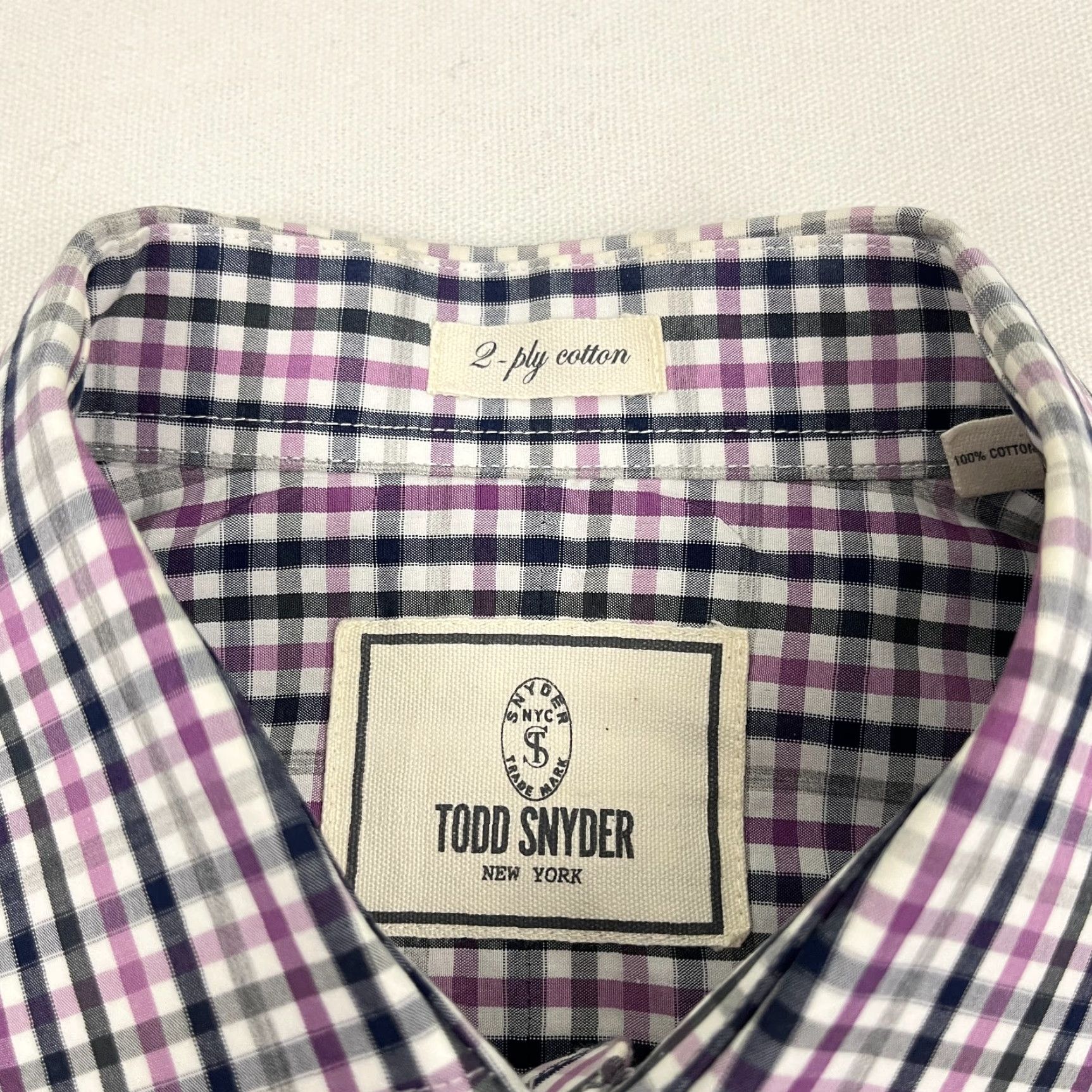 Todd Snyder Todd Snyder Shirt Mens 14.5 32/33 Purple Plaid Cutaway Dress Button Up Preppy Shirt Size 40R - 2 Thumbnail