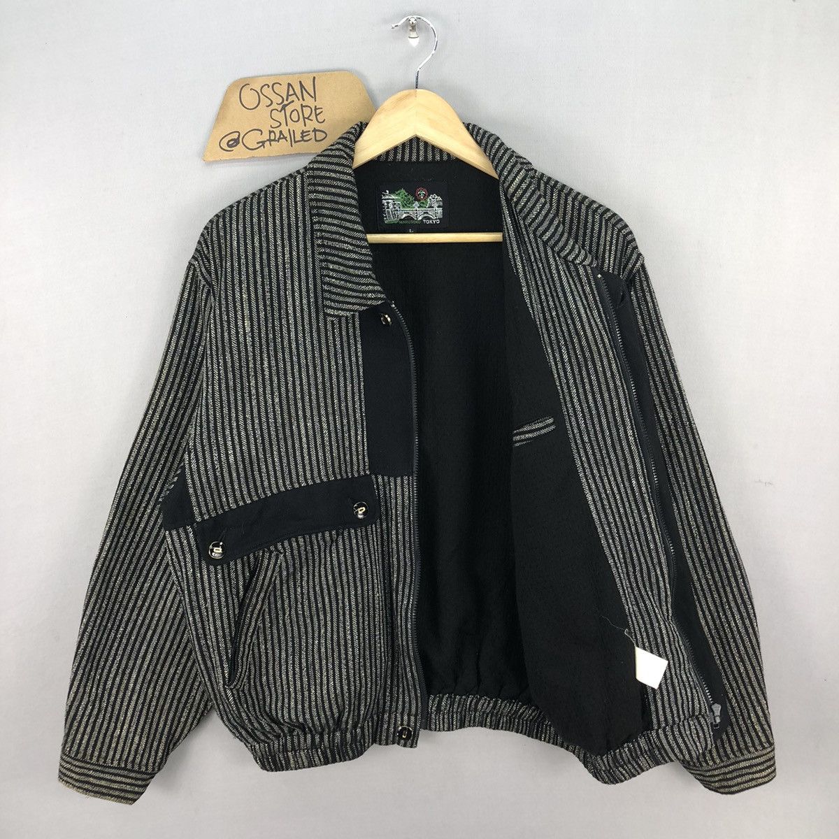 Japanese Brand Vintage 90’s Japanese Brand Stripes Zipper Jacket Size US L / EU 52-54 / 3 - 5 Thumbnail