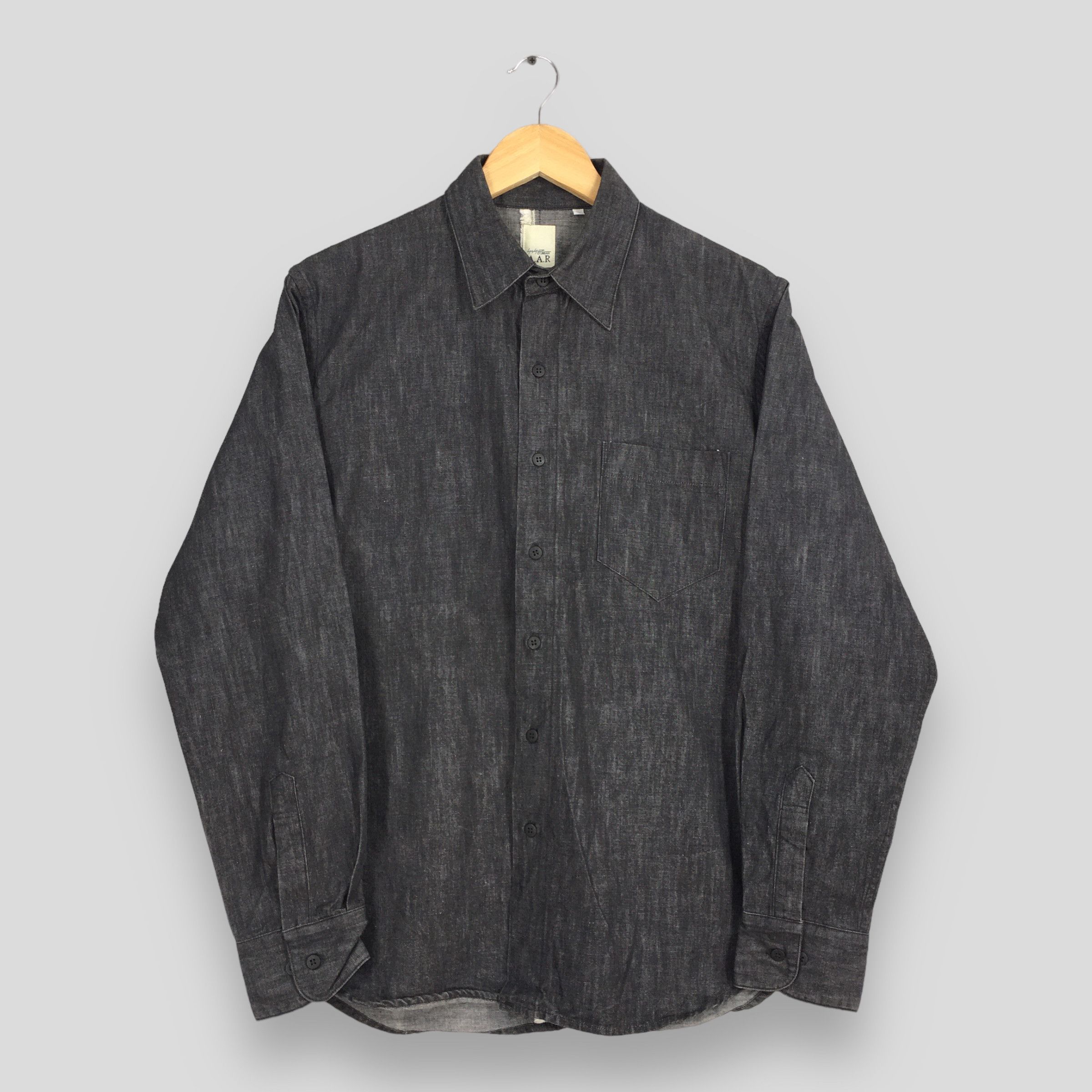 image of Vintage Aar Yohji Yamamoto Black Oxfords Jeans Shirt L in Dark Gray, Men's (Size Large)