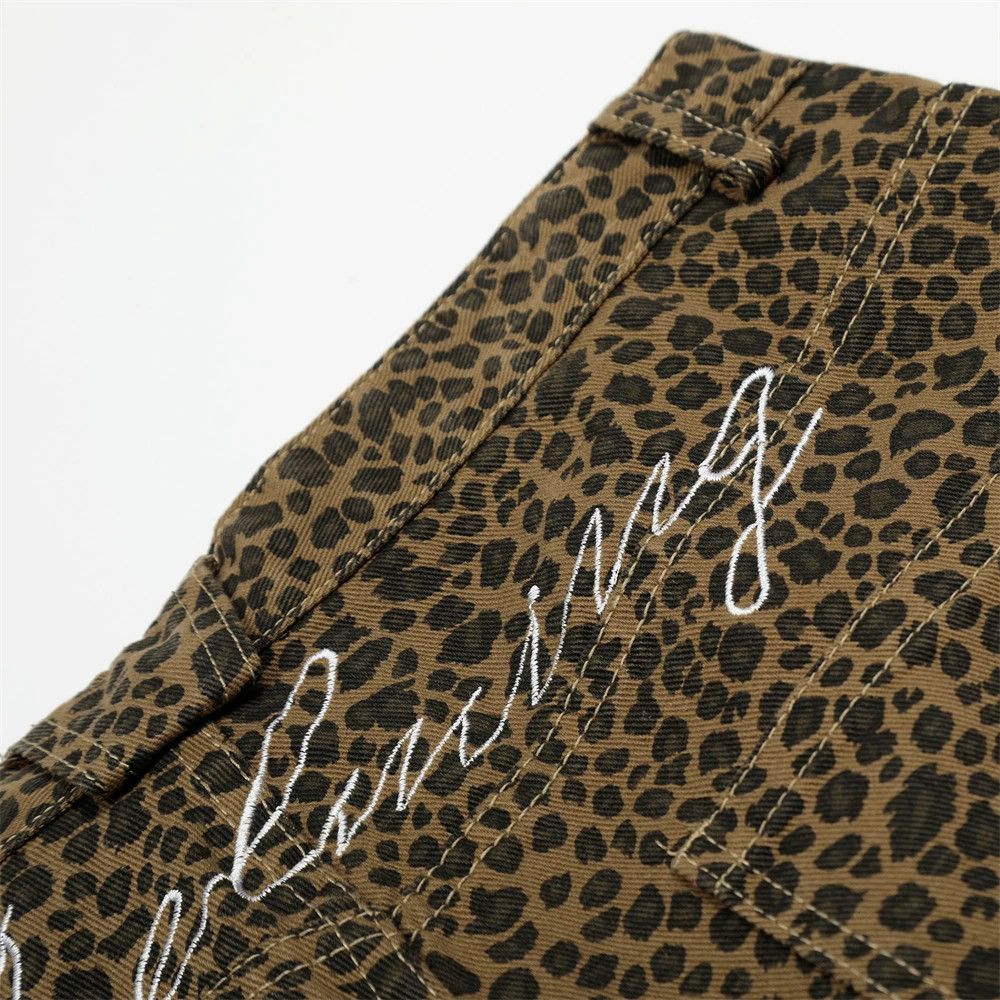 Japanese Brand Retro wide-leg workwear leopard print machete denim shorts Size US 34 / EU 50 - 5 Thumbnail