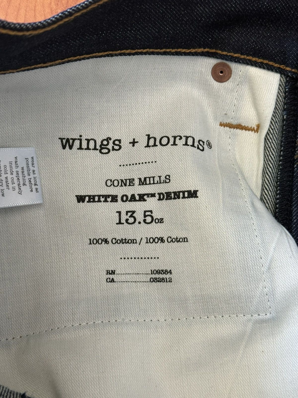 Wings + Horns Cone mills slim fit denim Size US 30 / EU 46 - 1 Thumbnail