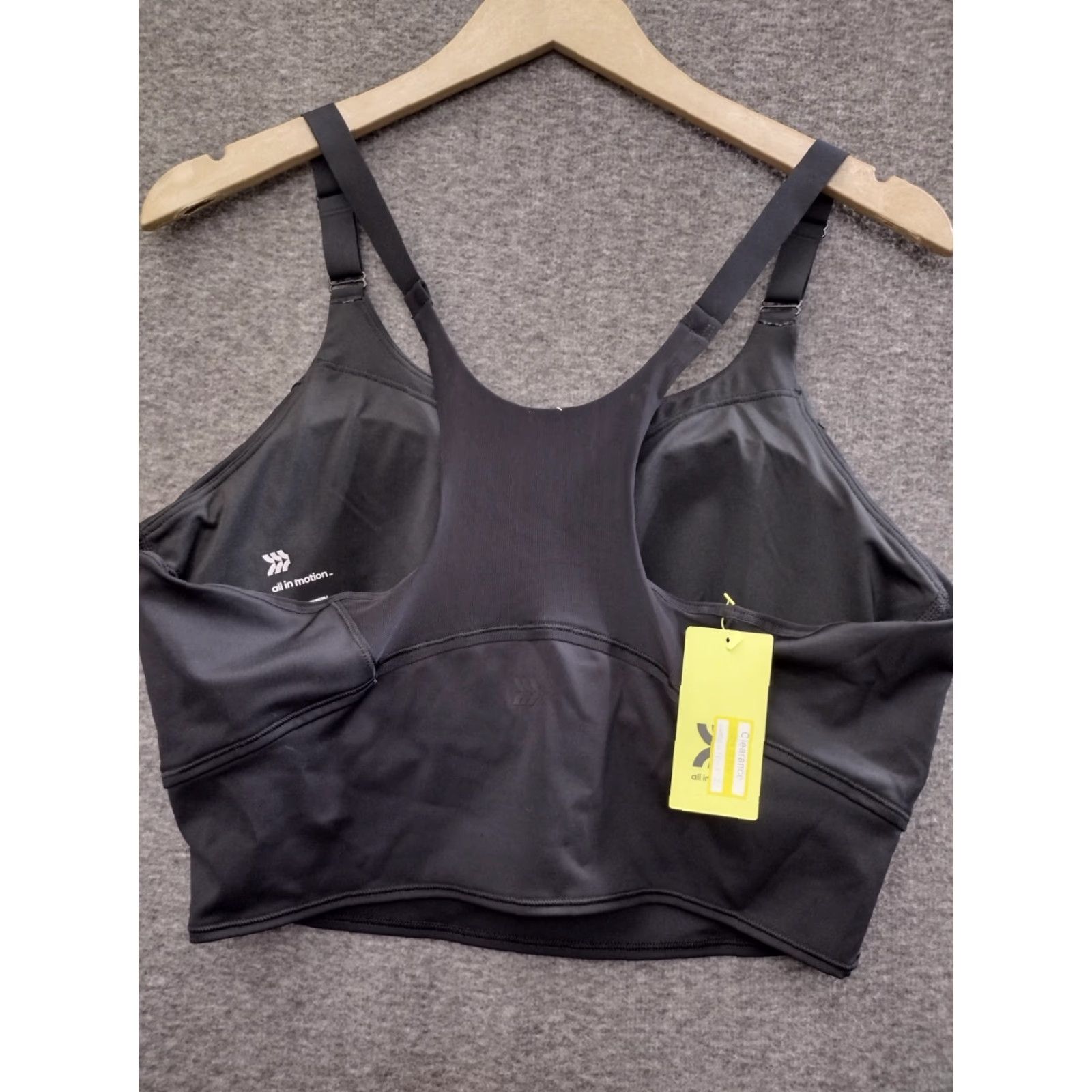 Vintage All In Motion Black Built In Shelf Bra Racerback XXL 214-05-5131 Women Sports Bra Sho r Size ONE SIZE - 2 Thumbnail