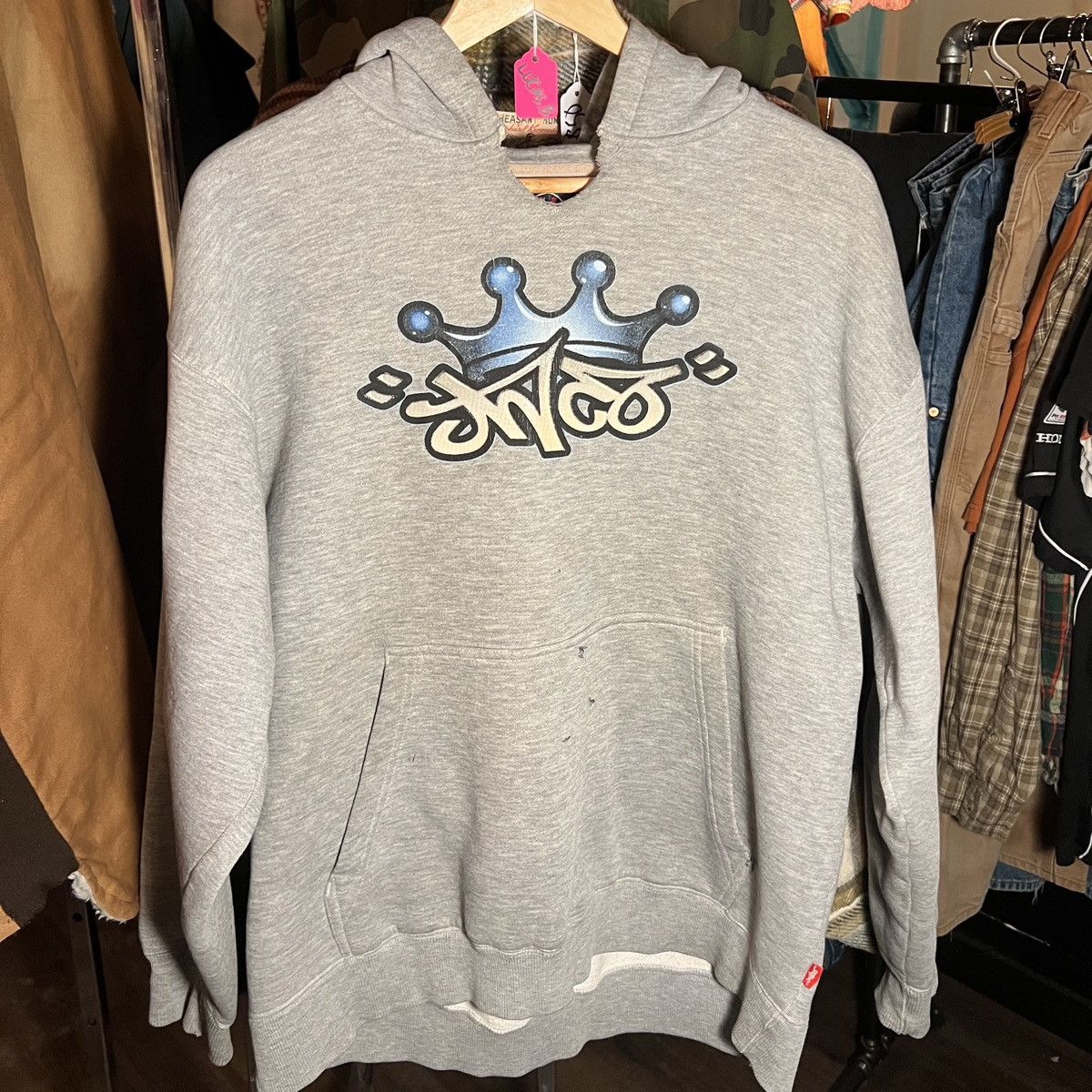 OG Y2K JNCO Crown Hoodie Yin Yang Twin Dragon Back Hit