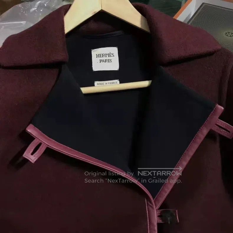 Hermes Hermes Short ladies cashmere coat, burgundy Size M / US 6-8 / IT 42-44 - 2 Thumbnail